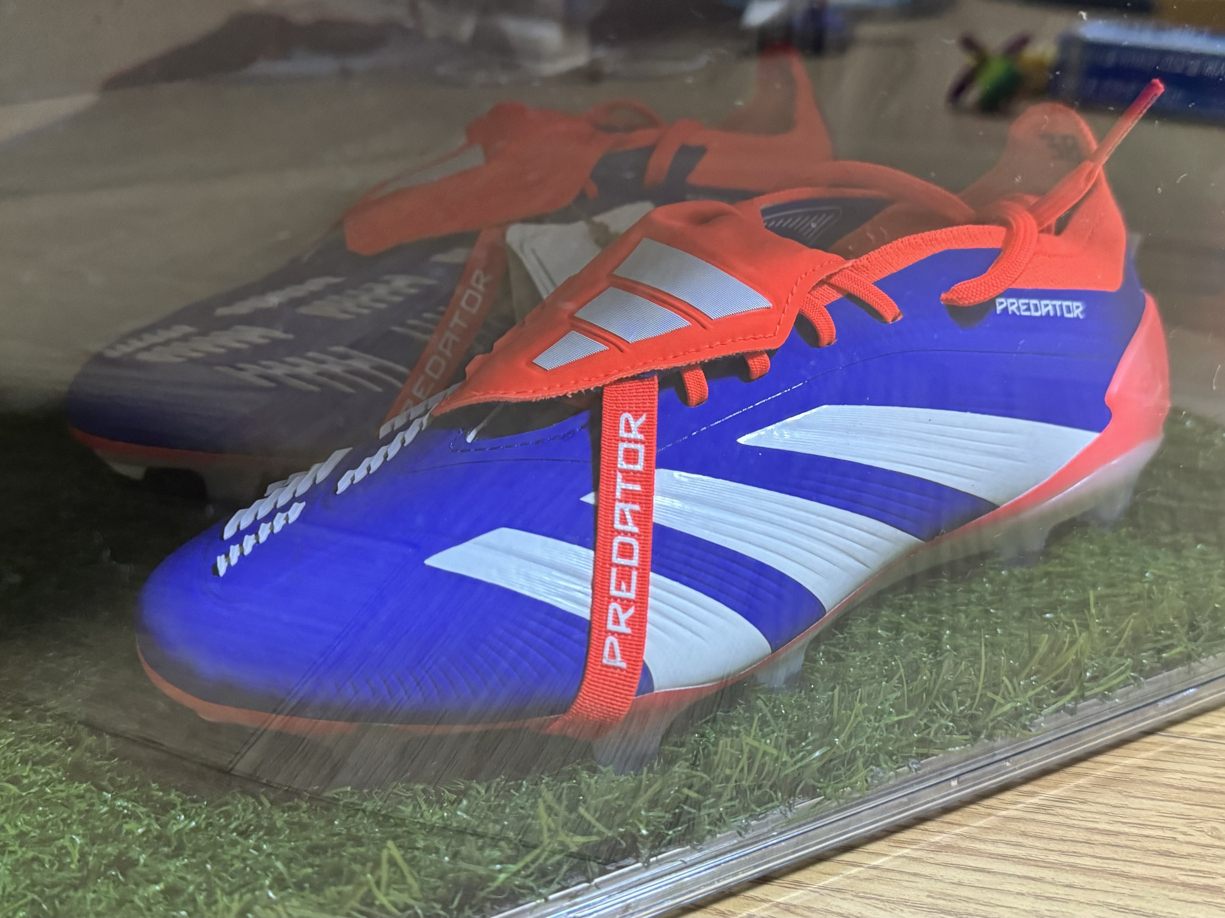 Adidas Predator Elite Foldover Tongue FG Lucid Blue Cloud White Solar Red 착용 스타일