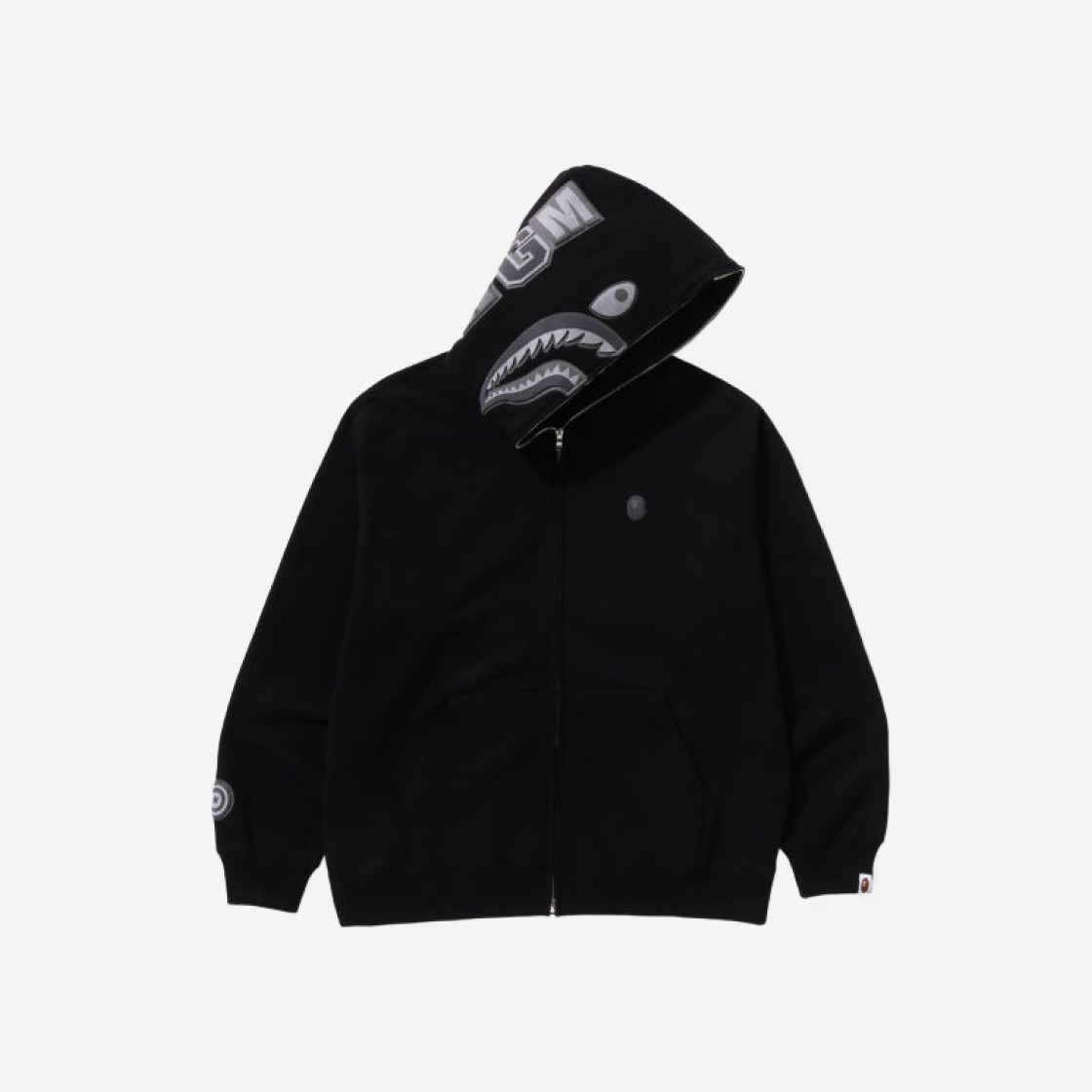 BAPE Ape Head One Point Shark Zip Hoodie Black 상세 이미지 1