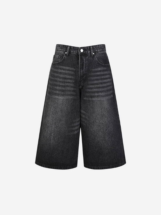 Basketcase Breacher Denim Shorts Washed Black 착용 스타일 - 3