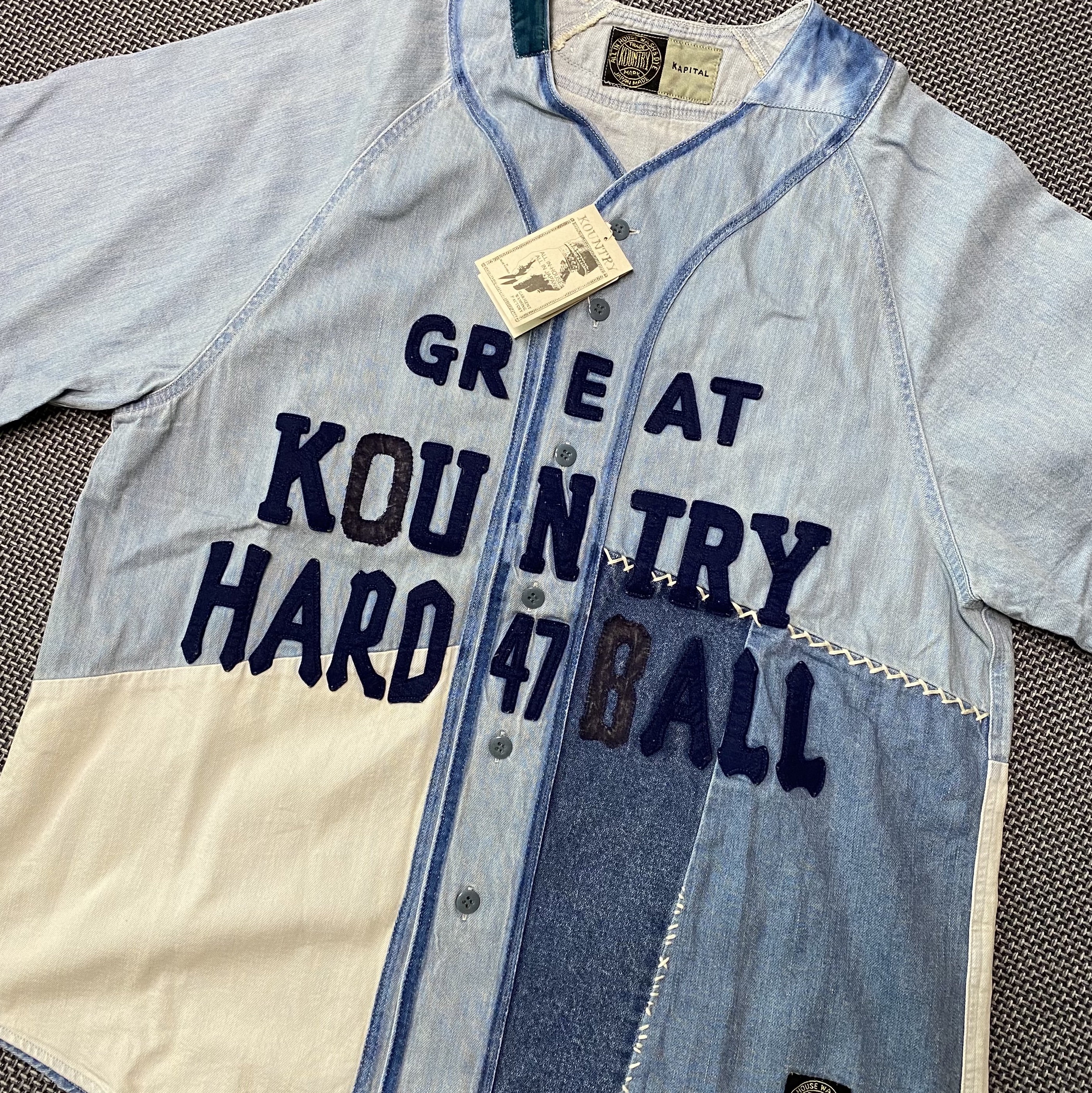 Kapital 8 oz. Denim Great Kountry Damaged Baseball Shirt Indigo (Processing) 착용 스타일