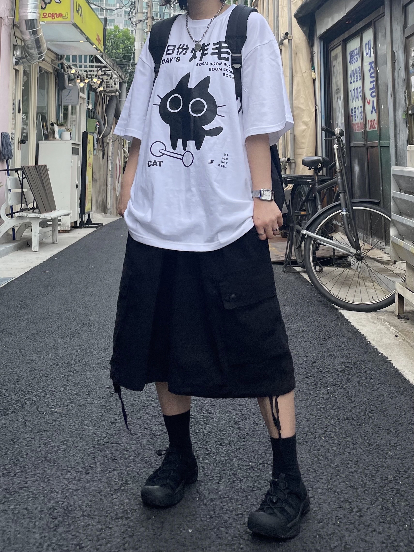 CDG Backpack Black, (W) Keen Newport H2 Triple Black 착용 스타일 - 8