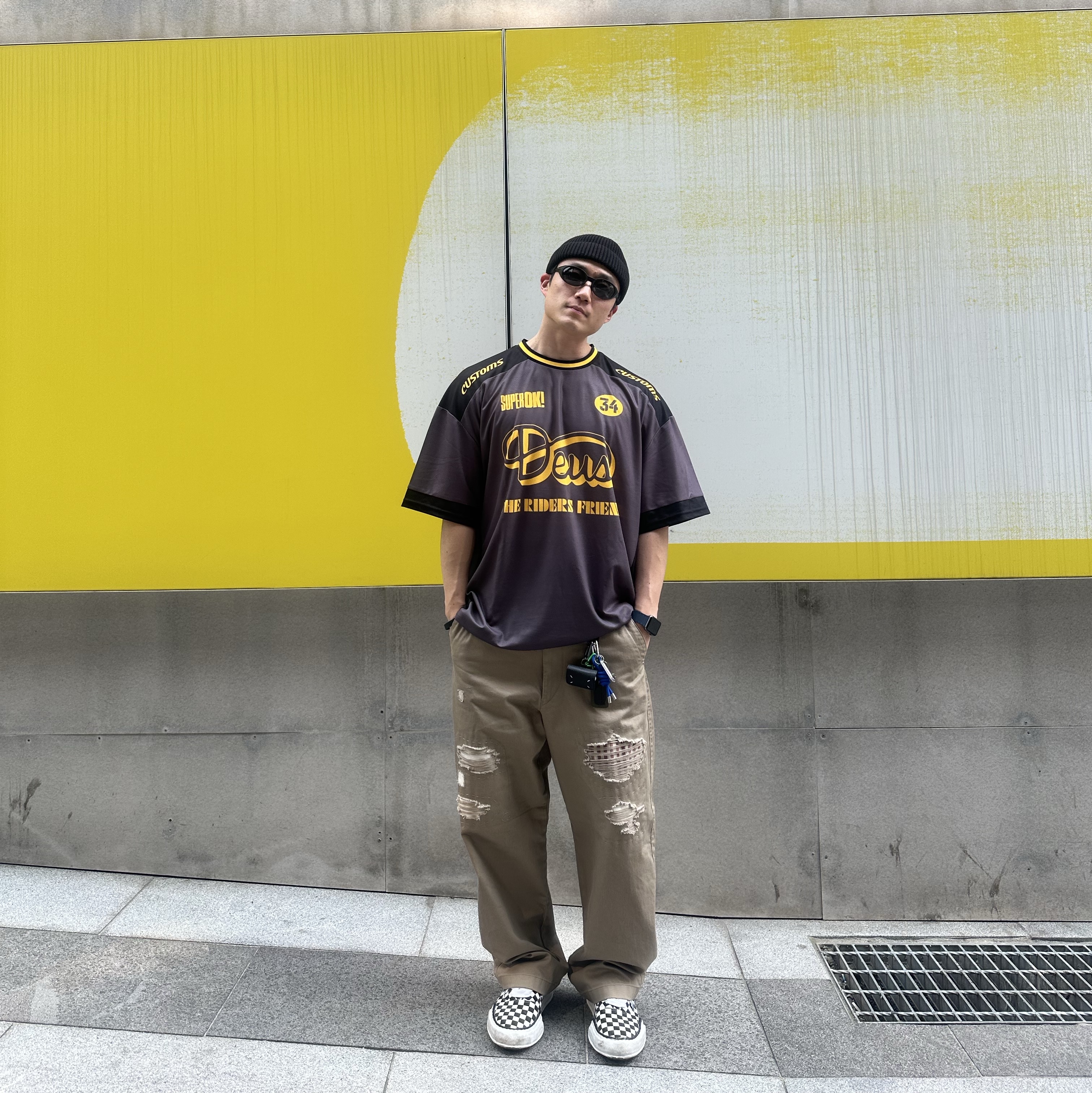 Oakley Eye Jacket Redux Matte Black Frame Prizm Grey Lenses High Bridge Fit, Deus Ex Machina Randy Moto T-Shirt Black 착용 스타일 - 1