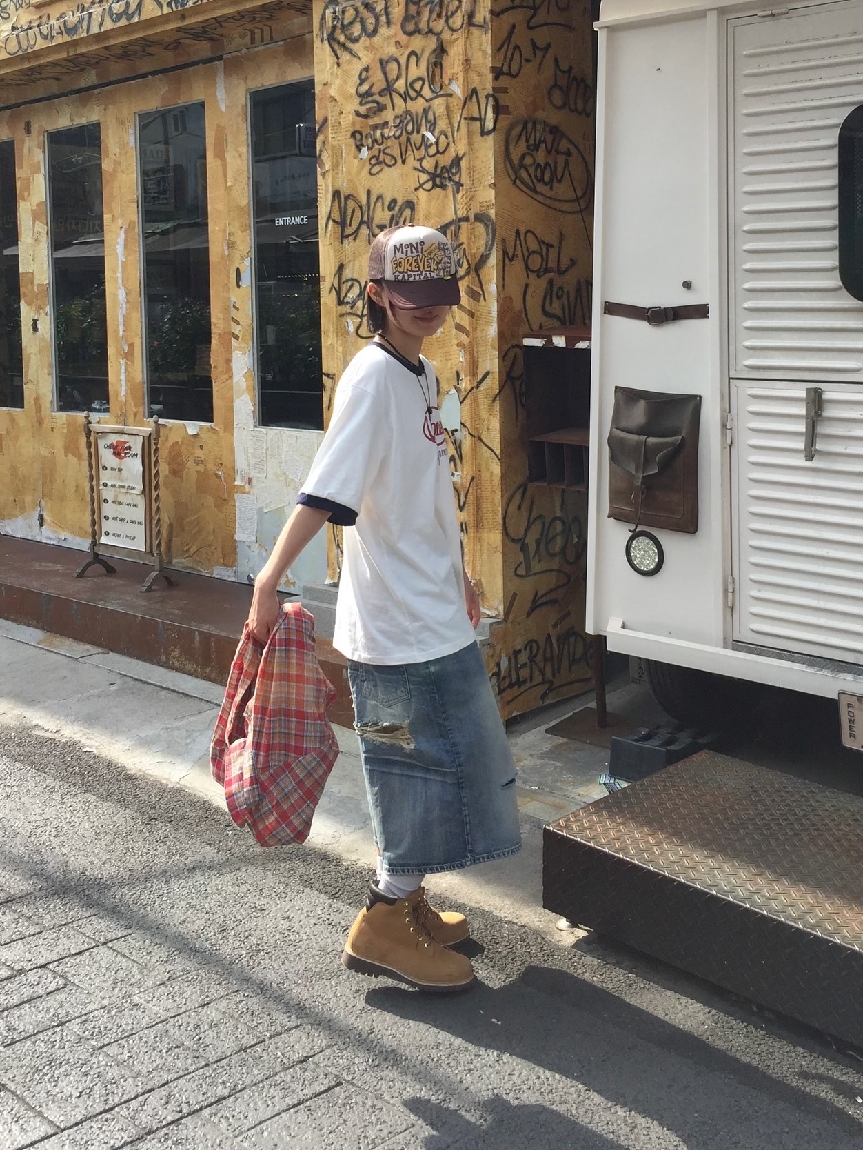 Kapital Legs Mini Skirts Forever Truck Cap Kinari Brown 착용 스타일 - 2