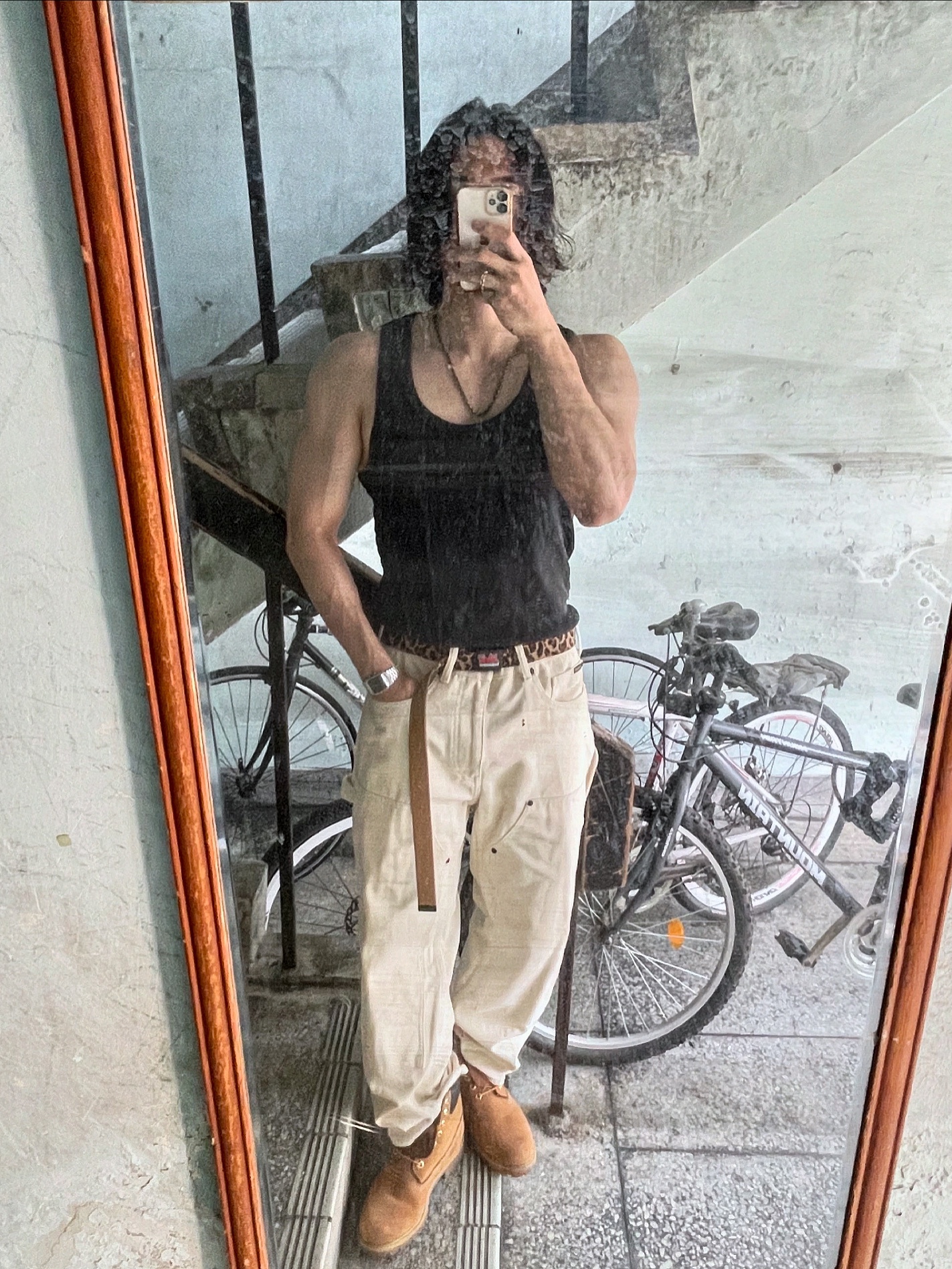 Supreme x Toy Machine Webbing Belt Leopard - 24SS, Supreme x Timberland Double Knee Painter Pants Stone - 21SS 착용 스타일