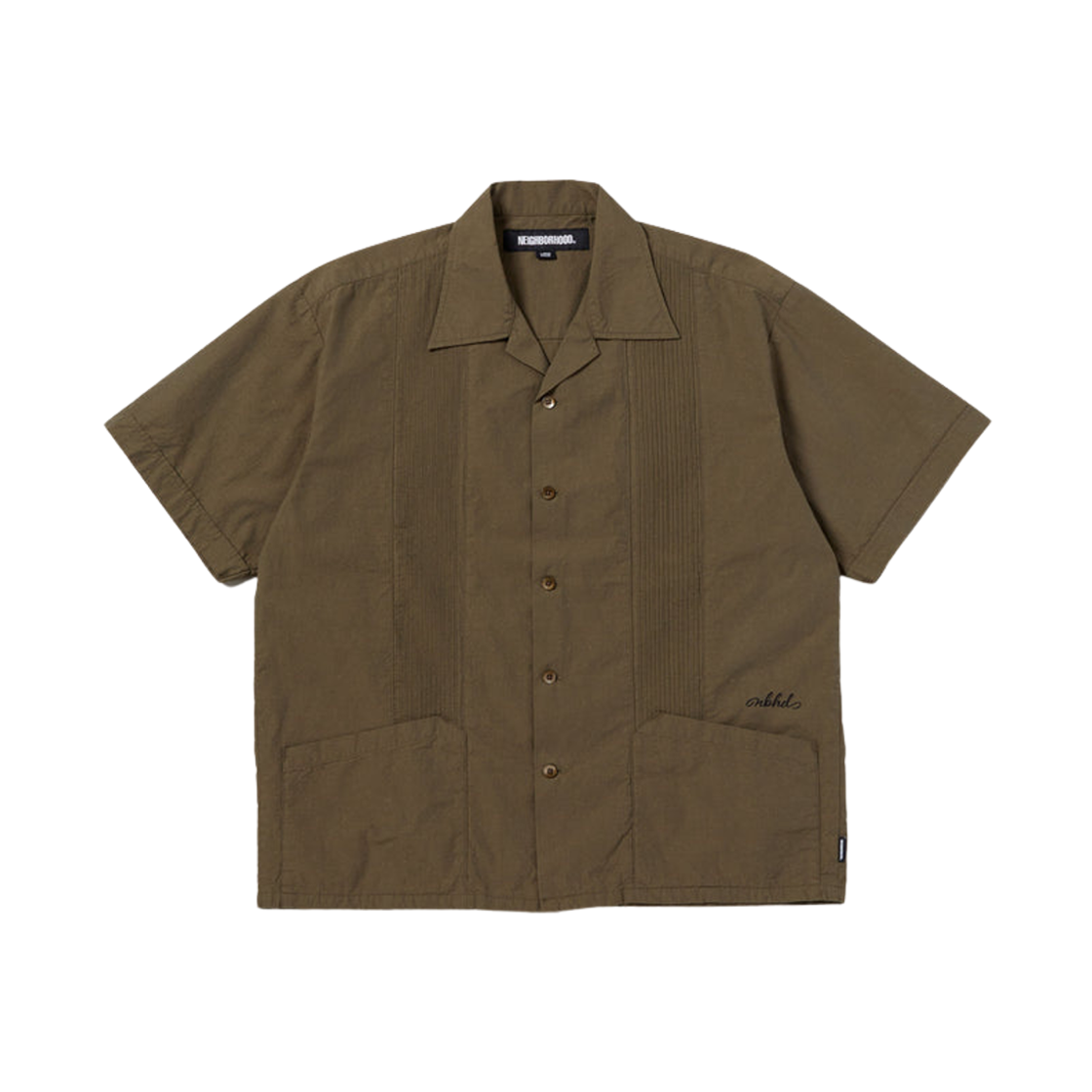 Neighborhood Guayabera Shirt S/S Olive Drab 상세 이미지 1