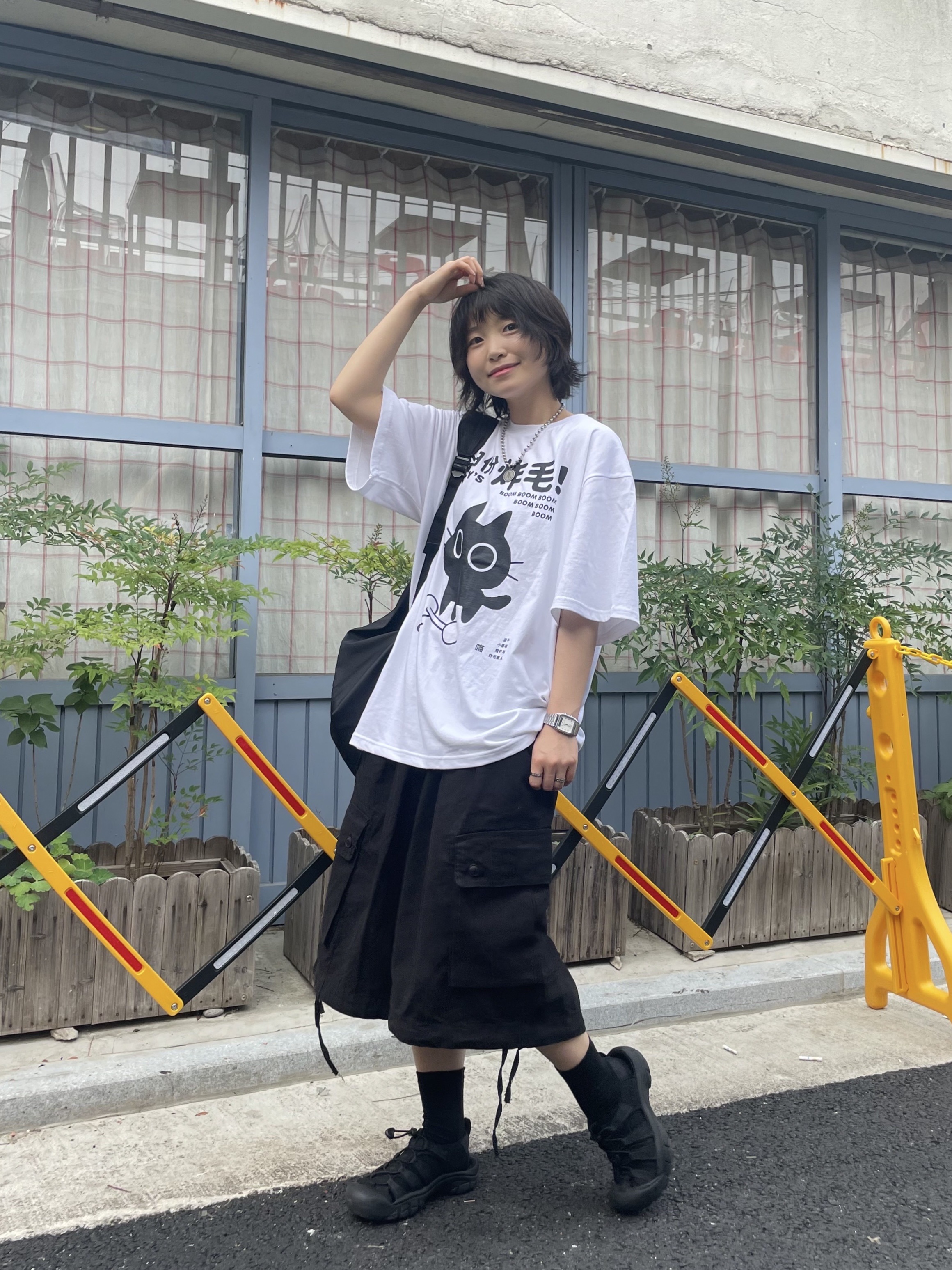 CDG Backpack Black, (W) Keen Newport H2 Triple Black 착용 스타일 - 2