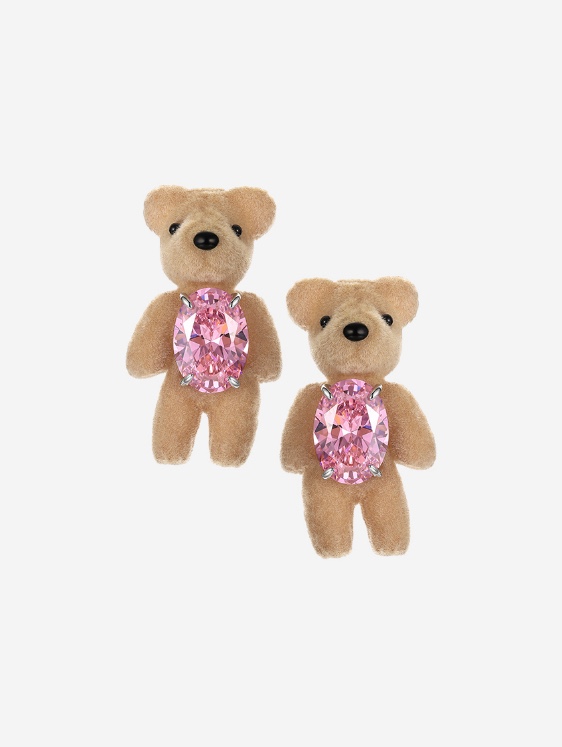 Yvmin Flocked Bear Chain Necklace Brown - 24FW 착용 스타일 - 6