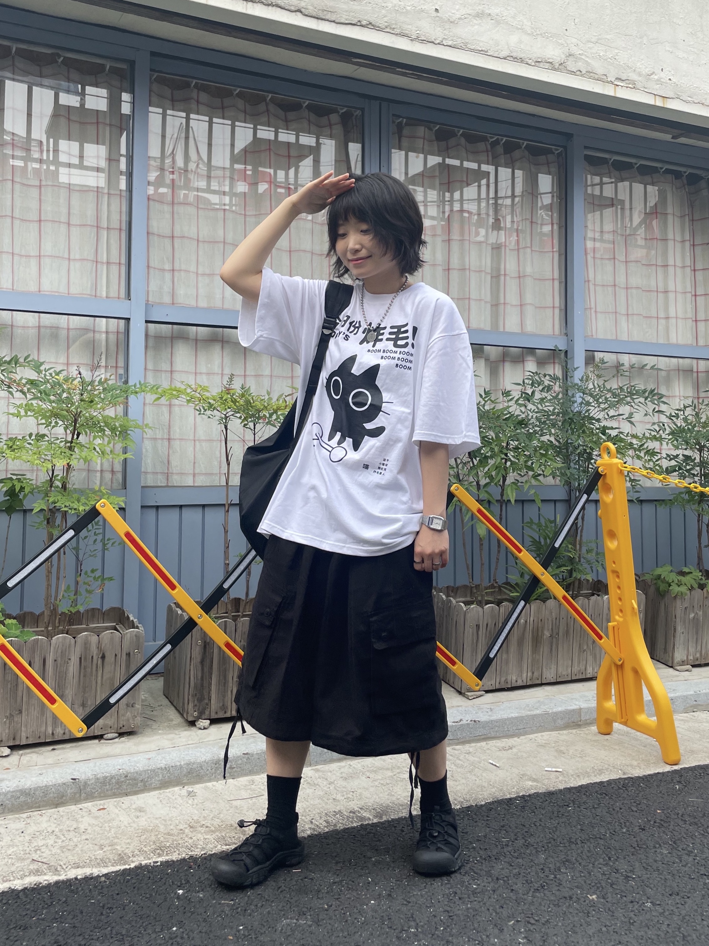 CDG Backpack Black, (W) Keen Newport H2 Triple Black 착용 스타일 - 1