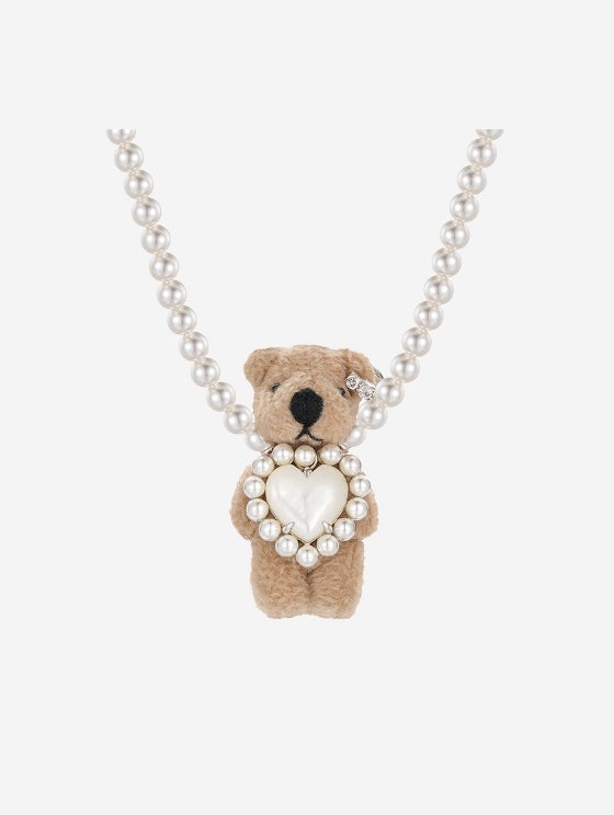 ネックレス・ペンダント [Yvmin] Tilted Heart Zircon Furry Bear Chain Necklace Yvmin Tilted Heart Zi STYLE | KREAM