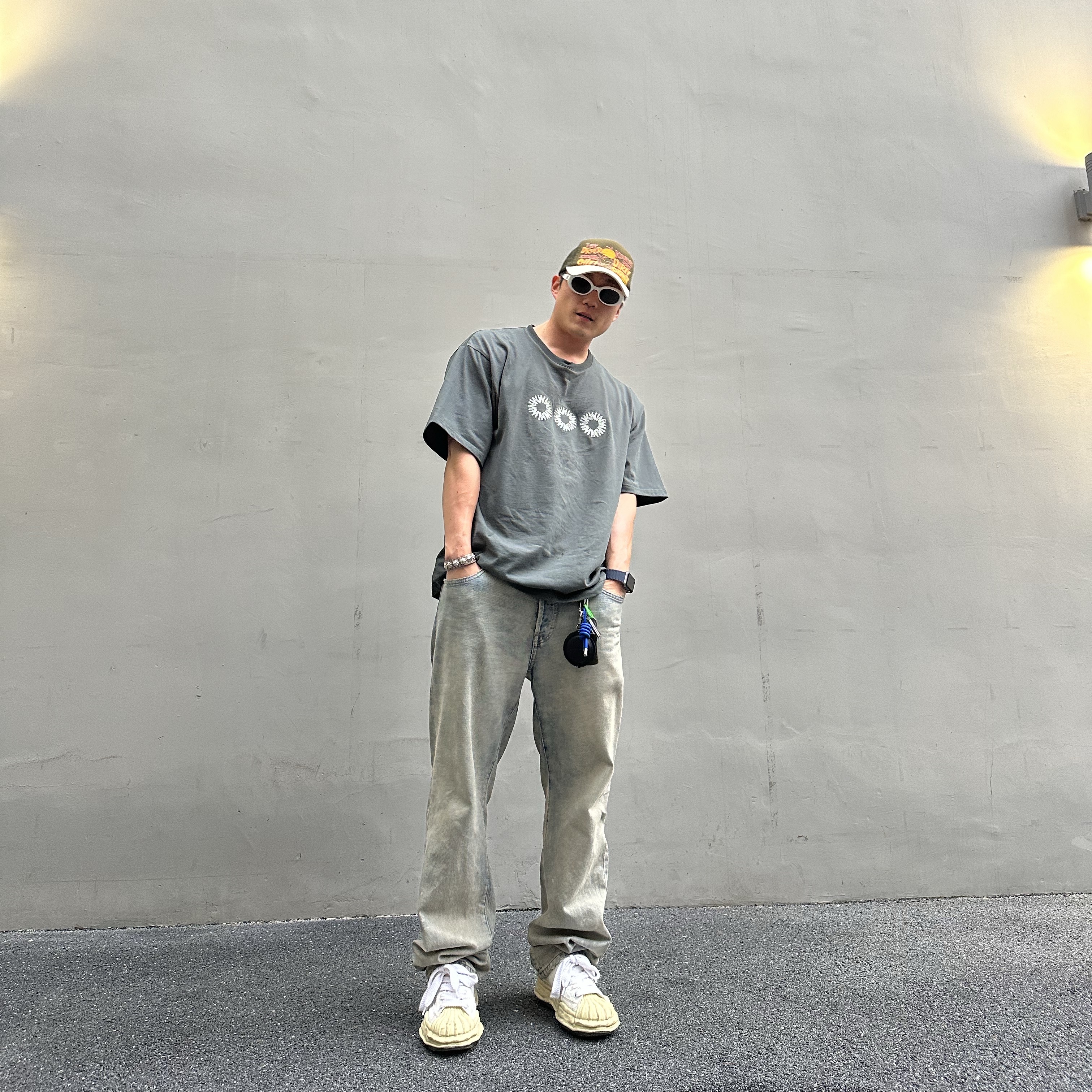 Kapital Kountry Dirty Shrink Truck Cap Khaki Kinari, Millo Archive Cade Leather Tape Major Leather Black 착용 스타일 - 2