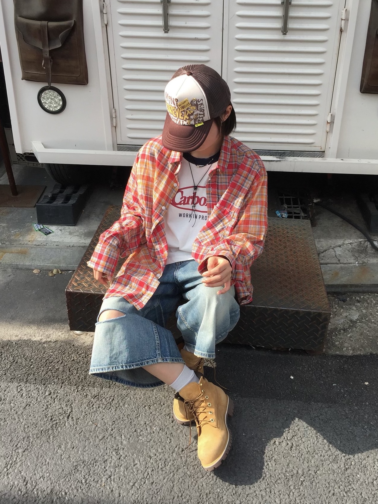 Kapital Legs Mini Skirts Forever Truck Cap Kinari Brown 착용 스타일 - 3