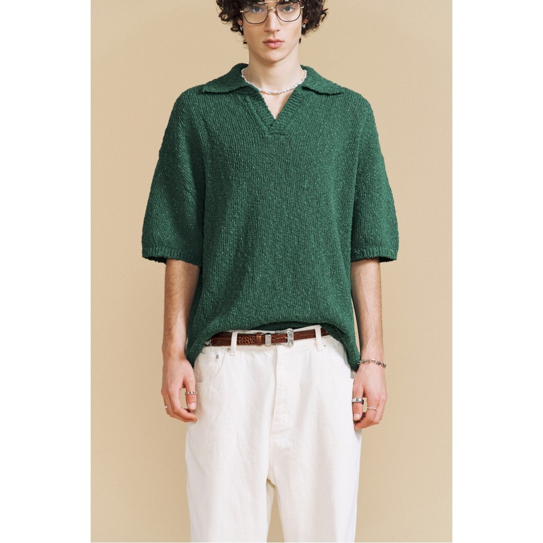 IQWBM24703GRX Iro Tropical Cotton Polo Knit Green - #3