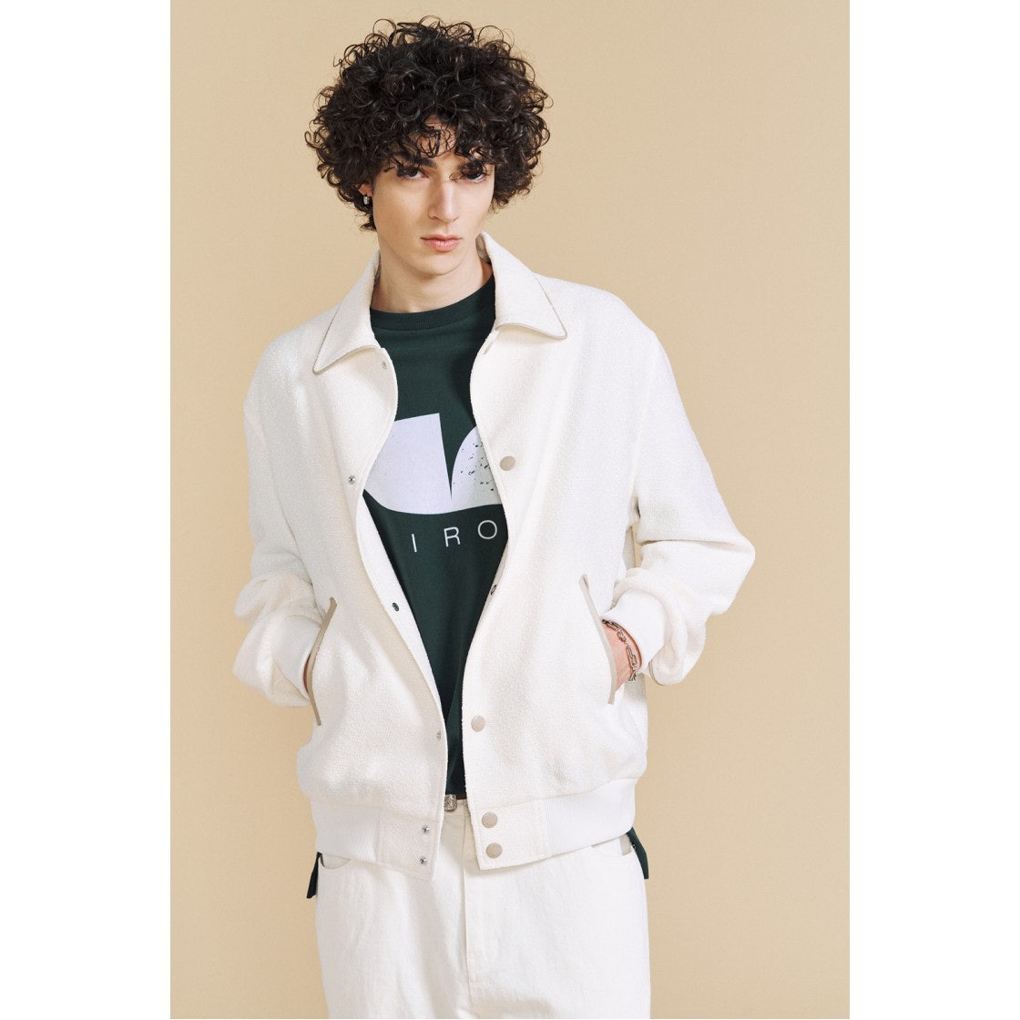 IQUAA24702IVX Iro Leather Varsity Jacket Ivory - #2