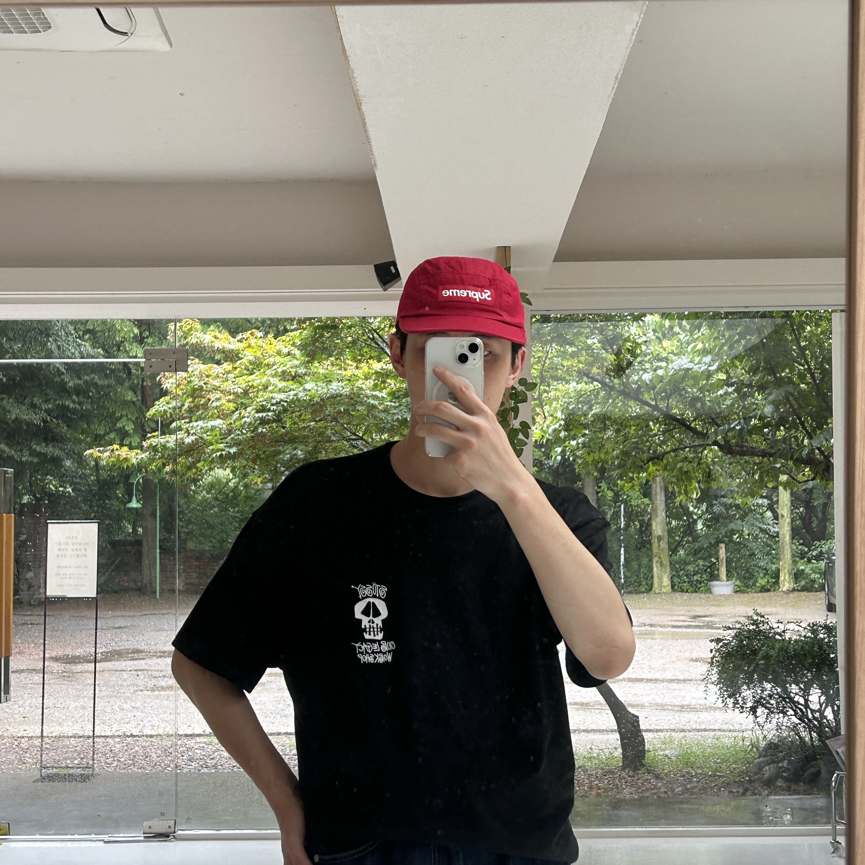 Supreme Washed Chino Twill Camp Cap Red - 24SS 착용 스타일
