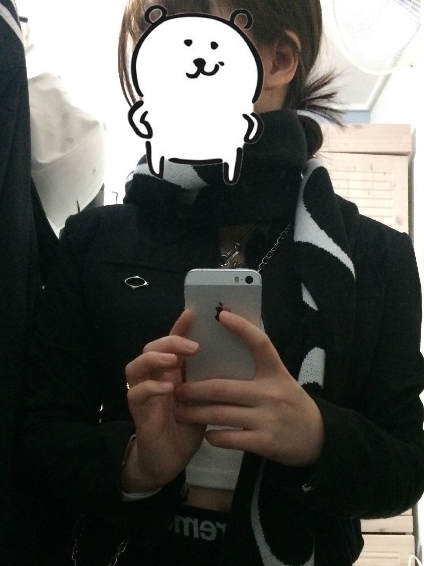 (W) Mischief Uniform Zip Up Jacket Black, Mischief Rhombus Stadium Muffler Pink 착용 스타일