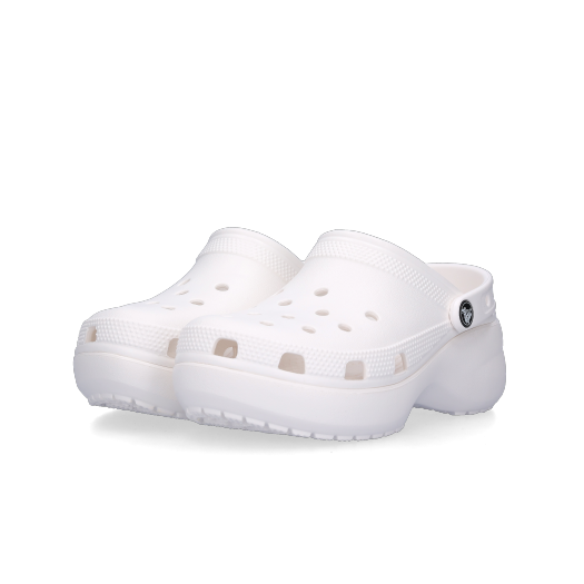 (W) Crocs Classic Platform Clog White