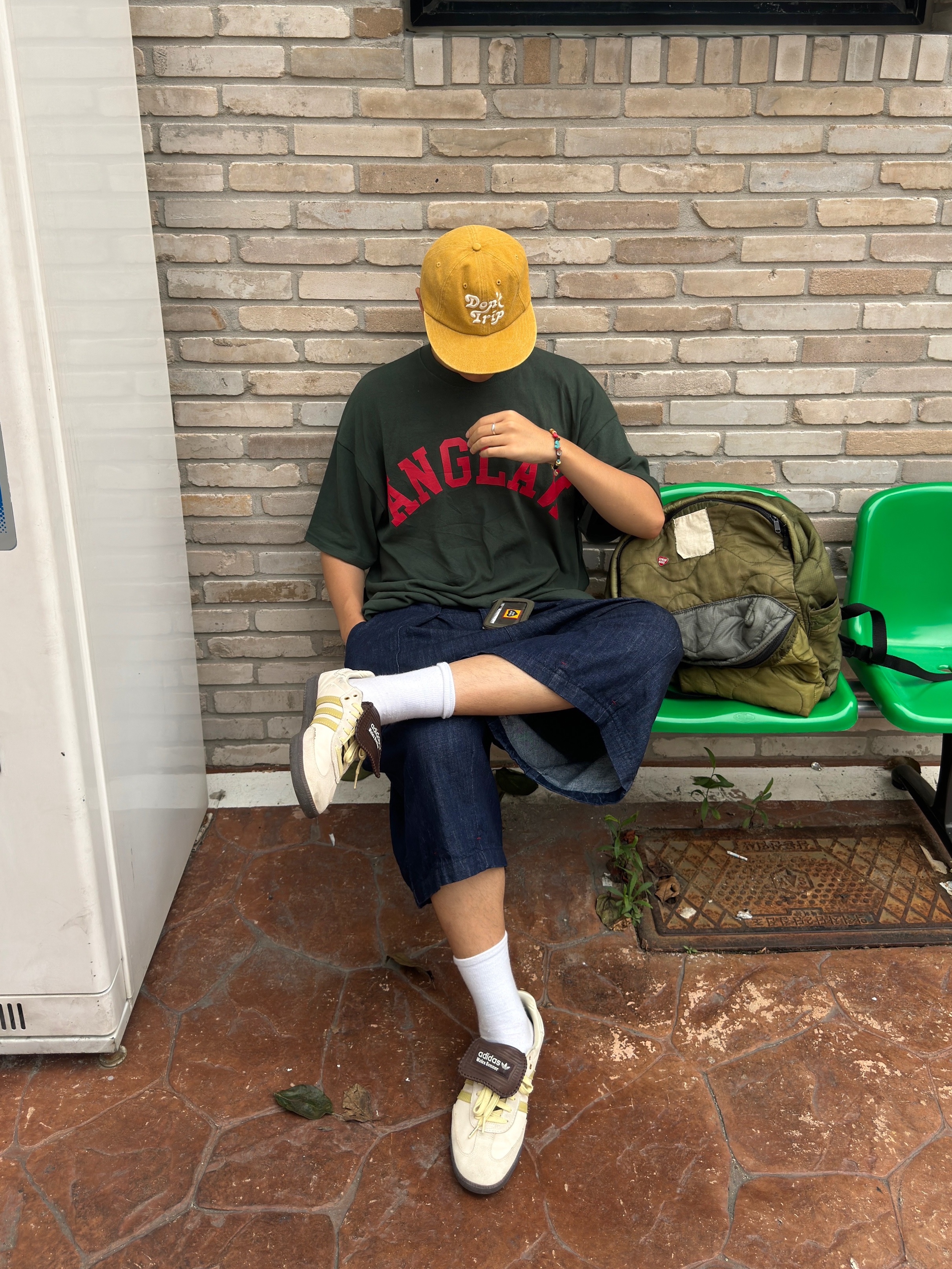 Free & Easy Don't Trip Washed Hat Mustard 착용 스타일 - 3