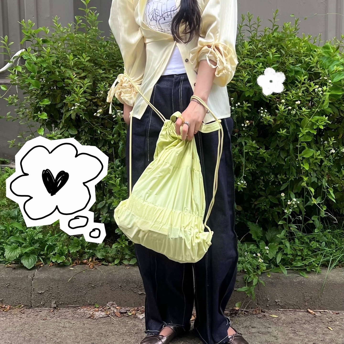 ACOC Tiered Banding Backpack Lime Lemon 착용 스타일 - 1