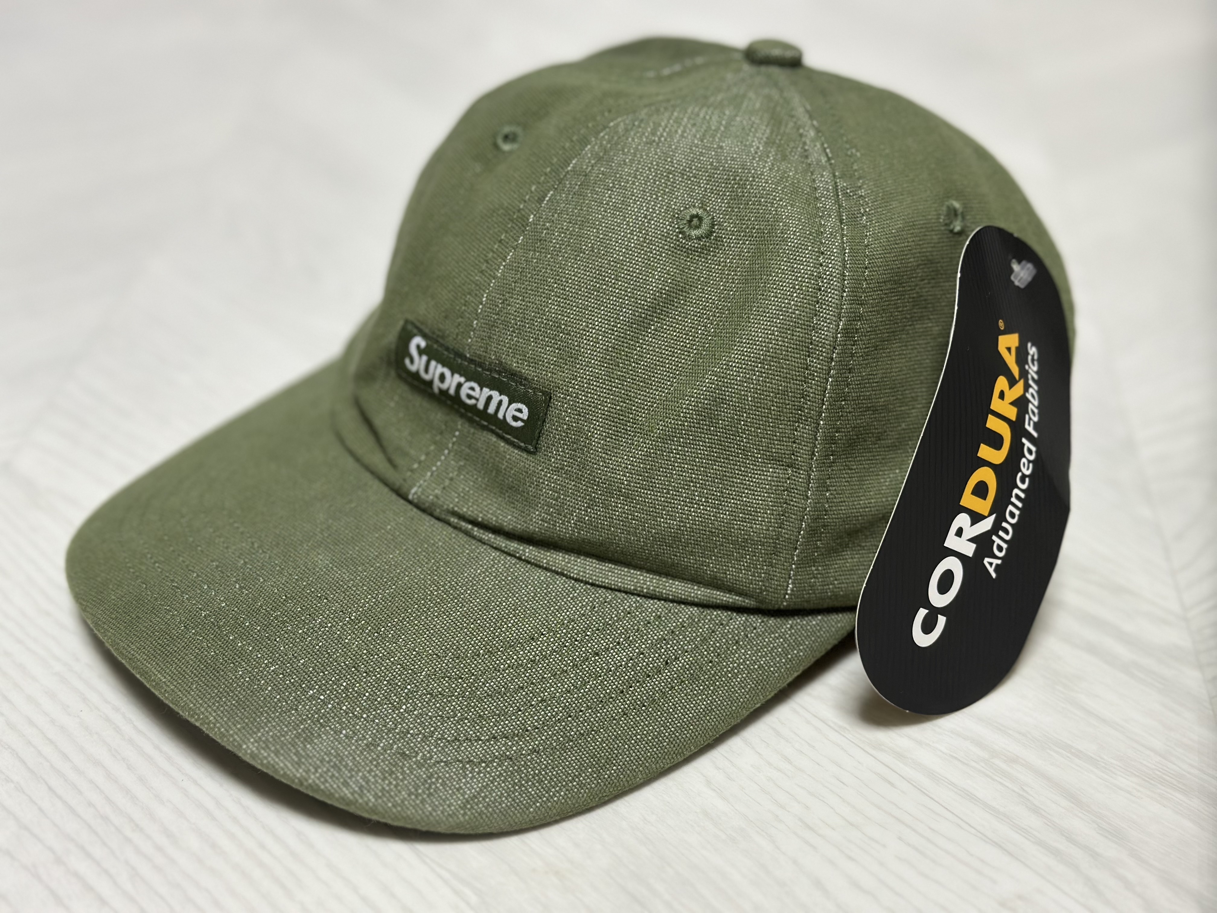 Supreme Cordura Denim Small Box 6-Panel Green - 24SS 착용 스타일 - 1
