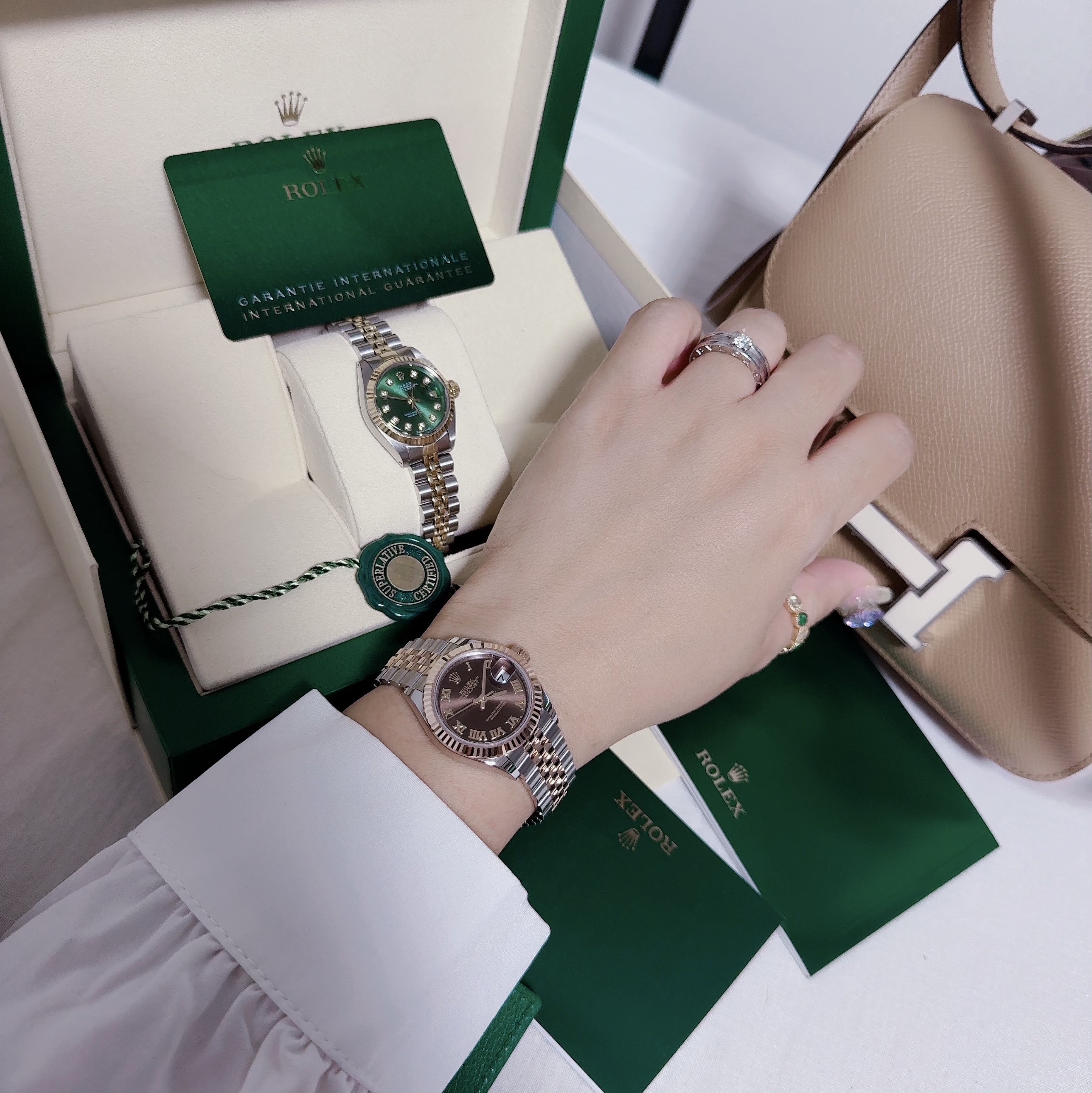 Rolex Lady-Datejust 28mm 279171 Chocolate Roman Jubilee 착용 스타일