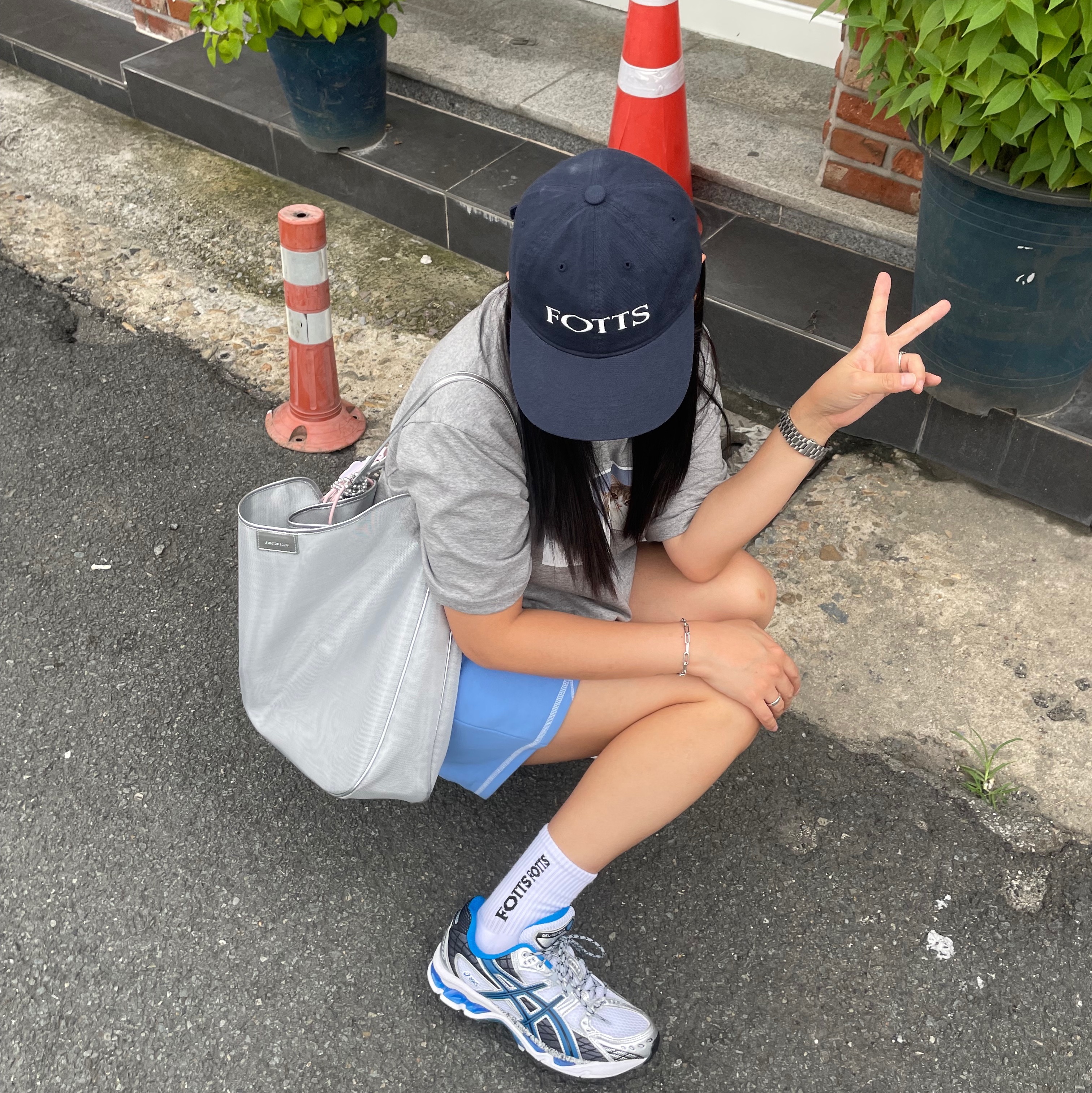 Asics Gel-Nimbus 10.1 White Directoire Blue 착용 스타일 - 1