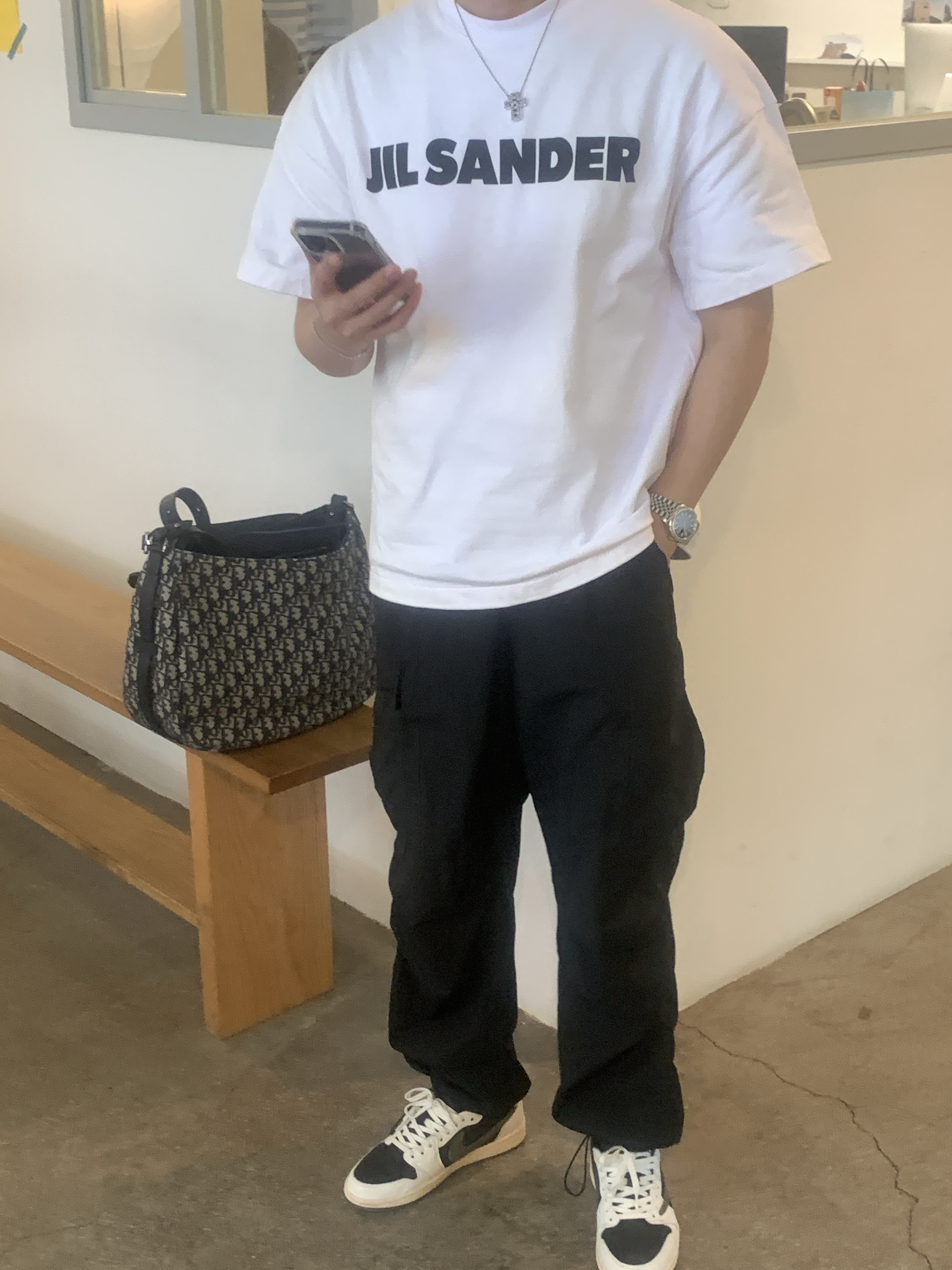 Jil Sander Logo T-Shirt Natural, Jil Sander Logo T-Shirt Natural - 22FW 착용 스타일 - 1