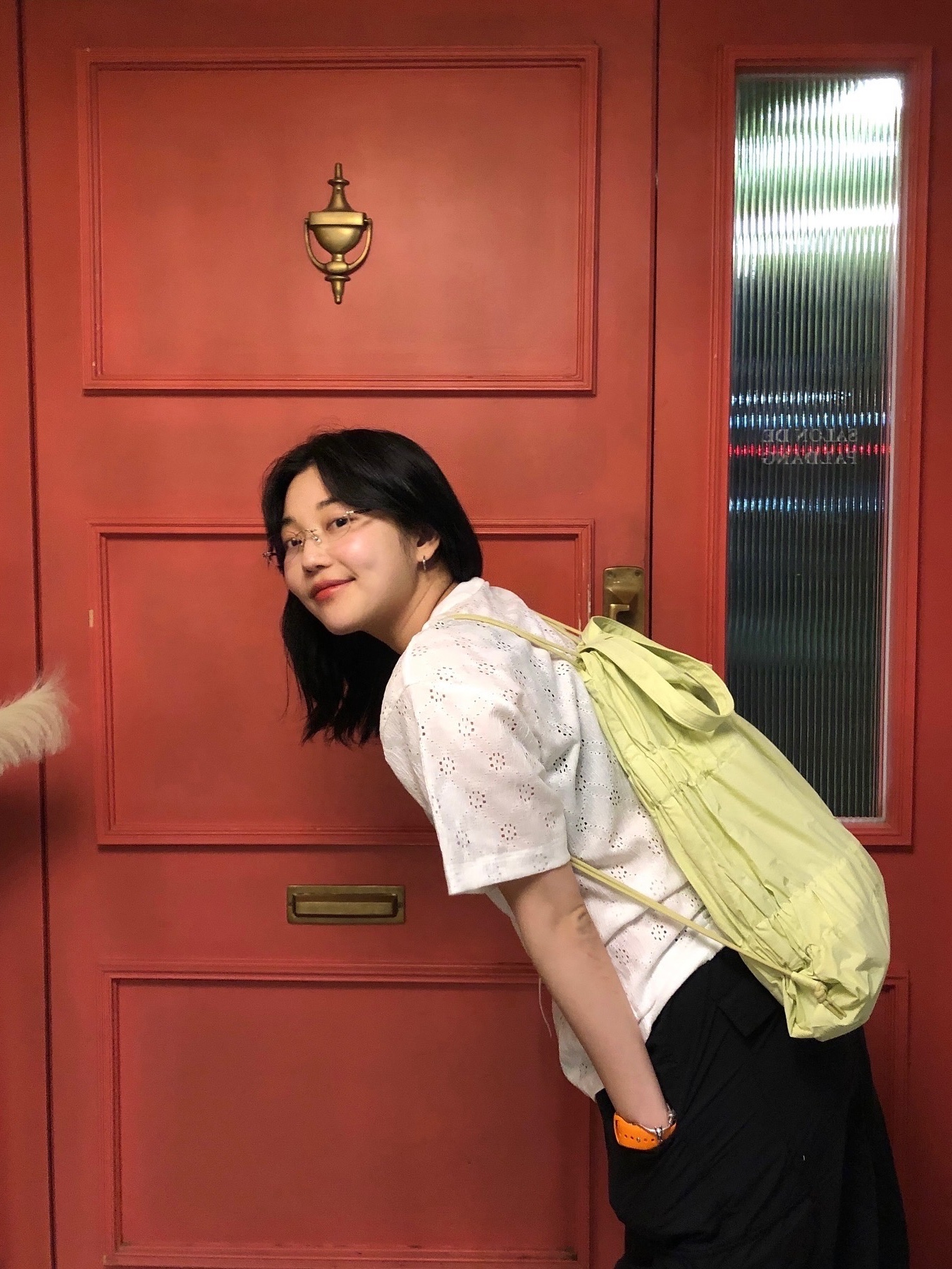 ACOC Tiered Banding Backpack Lime Lemon 착용 스타일 - 1