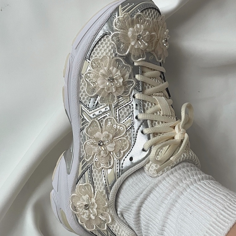 (W) Asics Gel-1130 Cream Pure Silver 착용 스타일 - 2