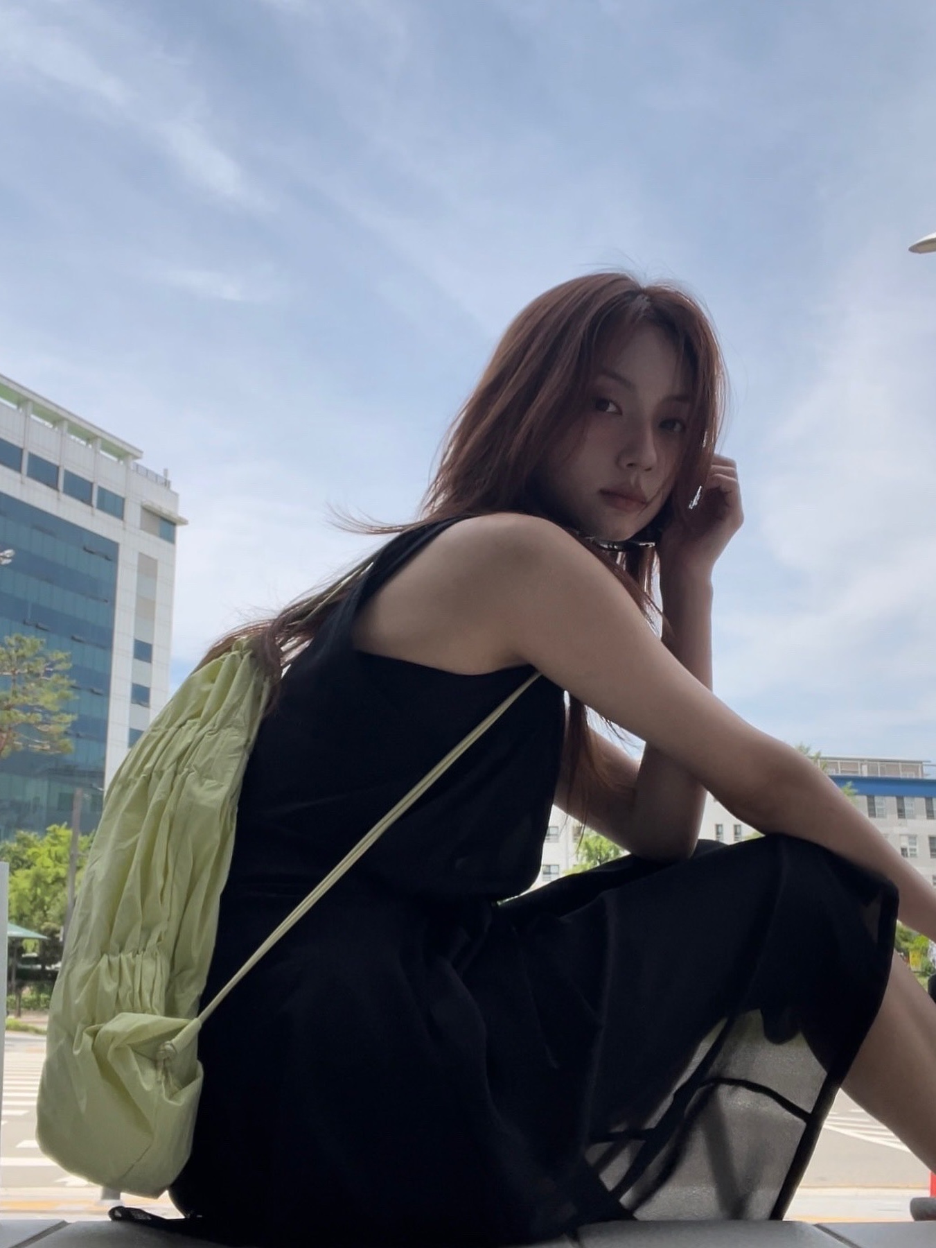 ACOC Tiered Banding Backpack Lime Lemon 착용 스타일 - 2