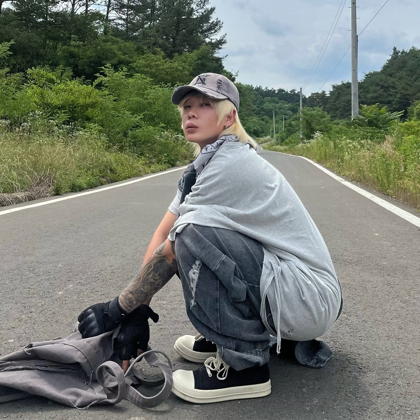 Rick Owens Drkshdw Calf Leather Penta Sneakers Black Milk White 착용 스타일 - 2