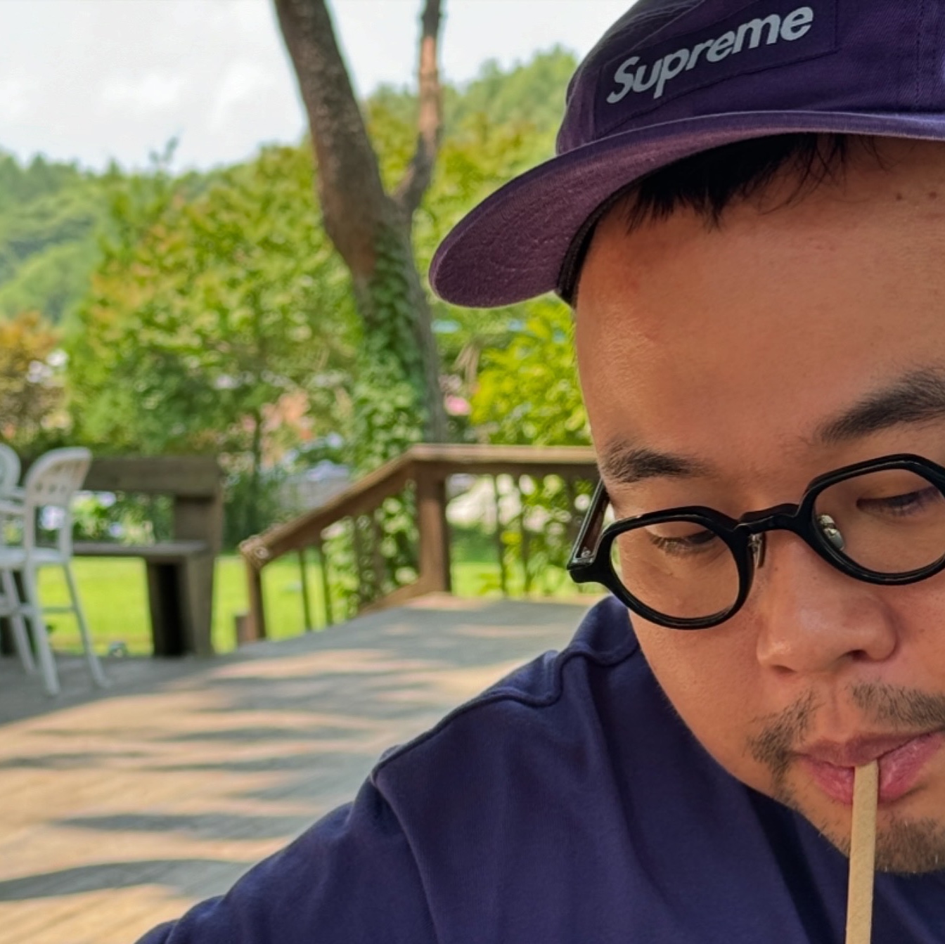 Supreme Washed Chino Twill Camp Cap Purple - 24SS 착용 스타일