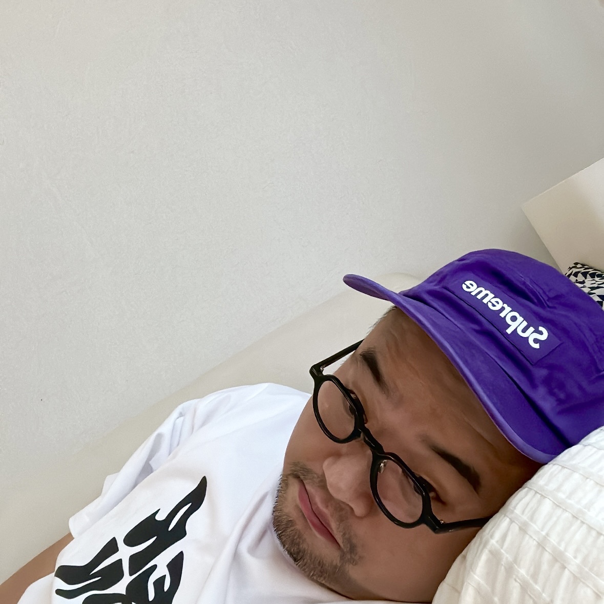 Supreme Washed Chino Twill Camp Cap Purple - 24SS 착용 스타일