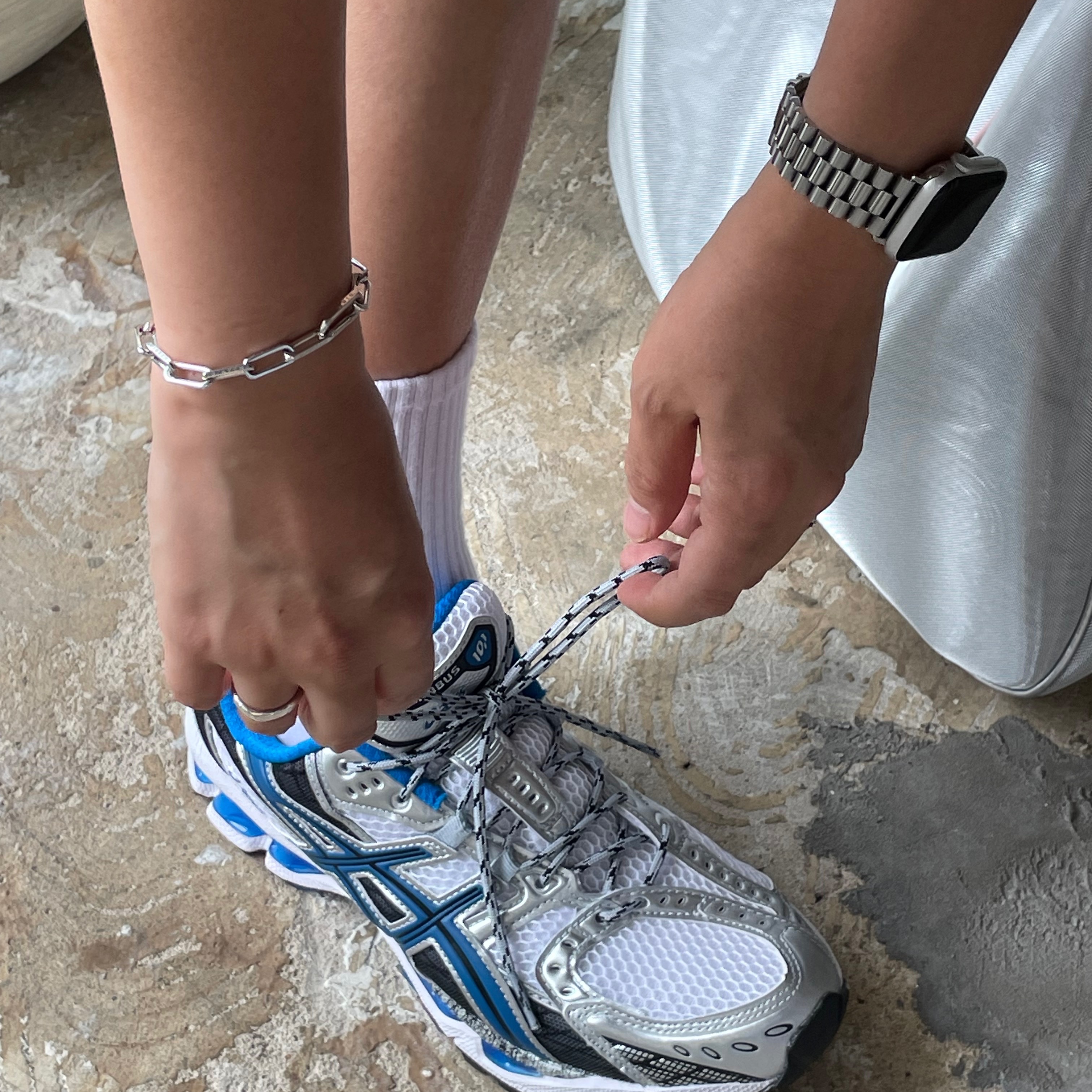 Asics Gel-Nimbus 10.1 White Directoire Blue 착용 스타일 - 2