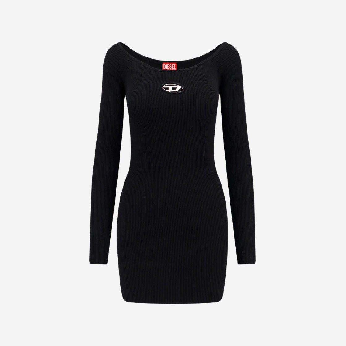 (W) Diesel M-Vera Off The Shoulder Dress In Ribbed Knit Black 상세 이미지 1