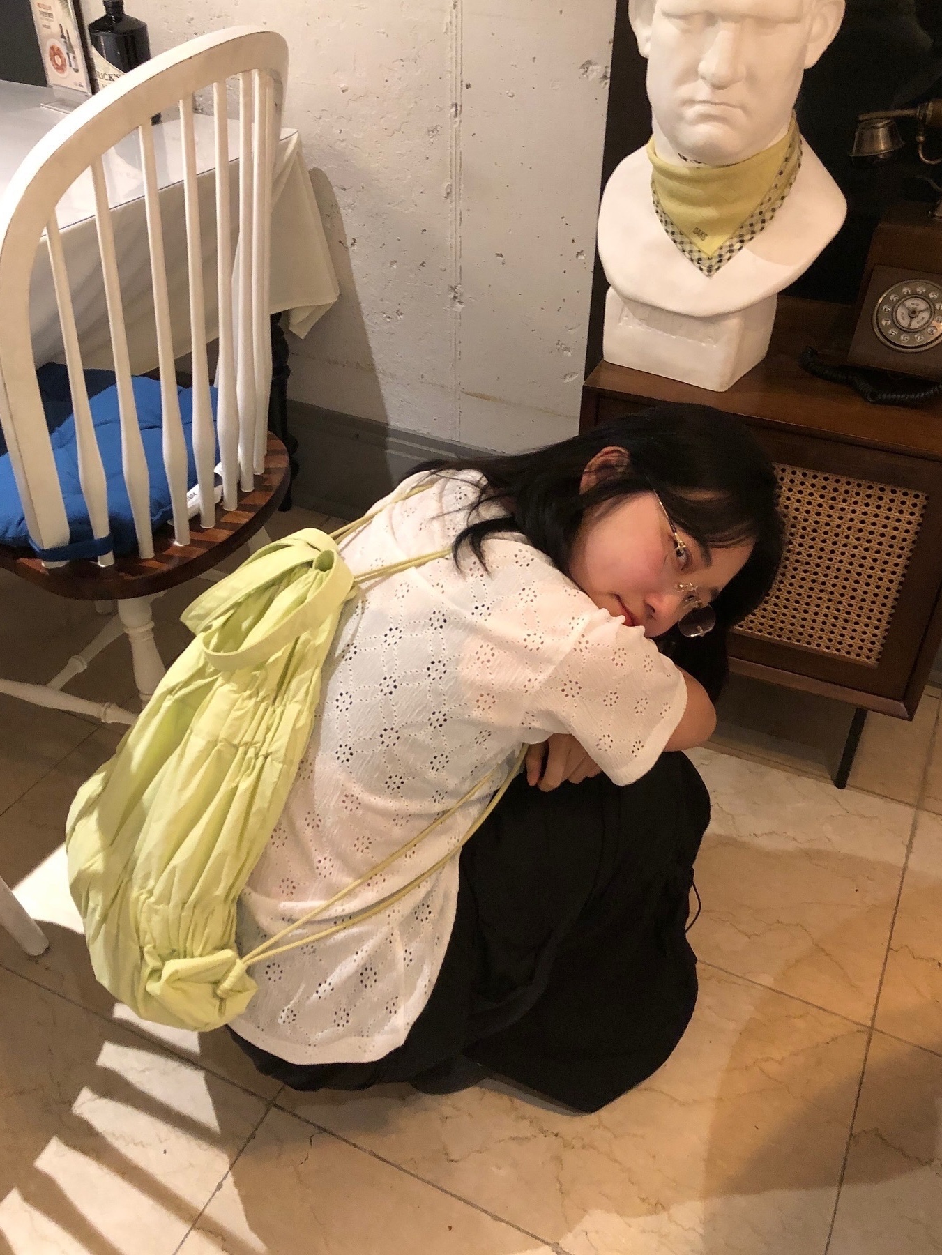 ACOC Tiered Banding Backpack Lime Lemon 착용 스타일 - 4