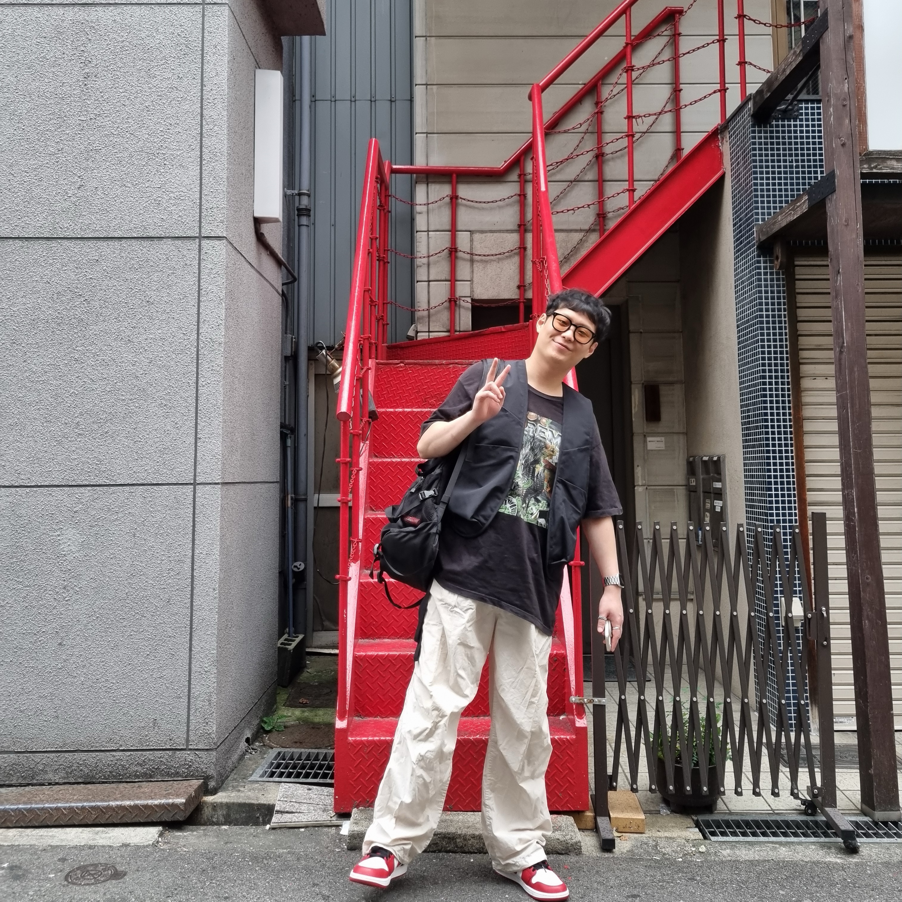 (W) Jordan 1 Low White Gym Red 착용 스타일 - 1