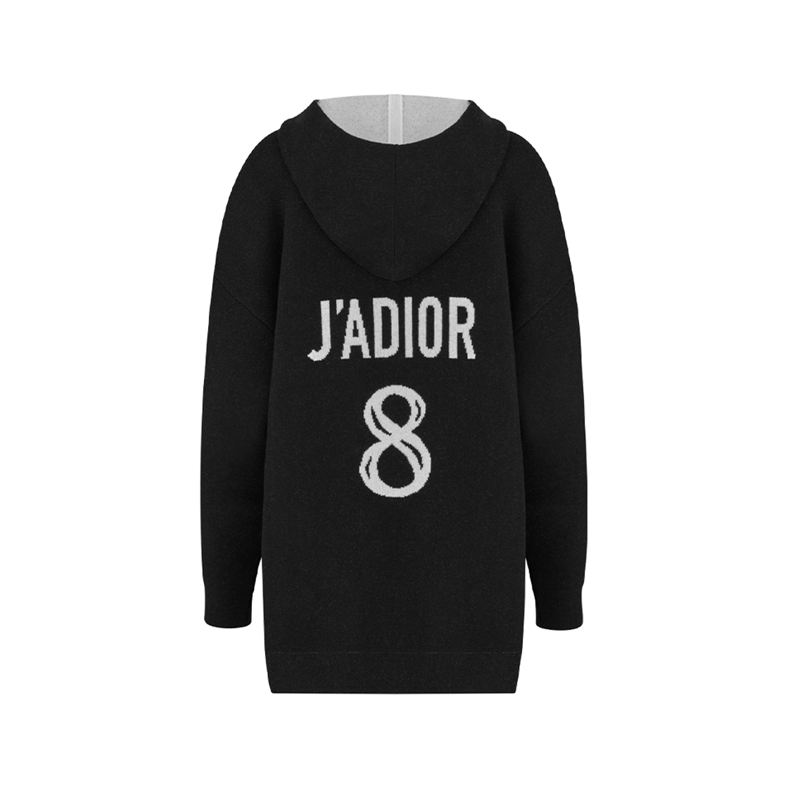 (W) Dior J'adior 8' Hooded Sweater Black Cashmere Rear Signature 상세 이미지 1