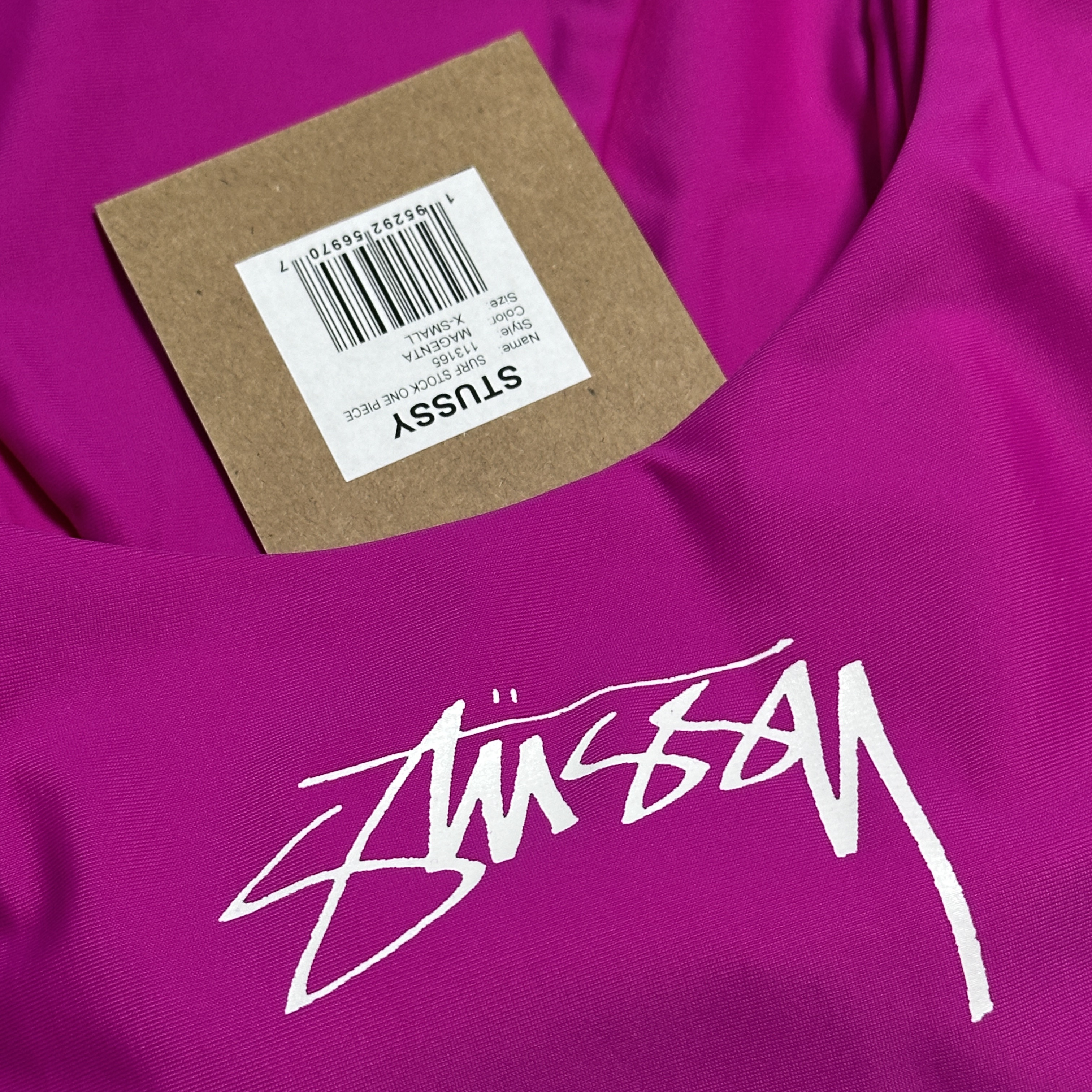 Stussy Surf Stock One Piece Swimsuit Magenta 착용 스타일 - 2