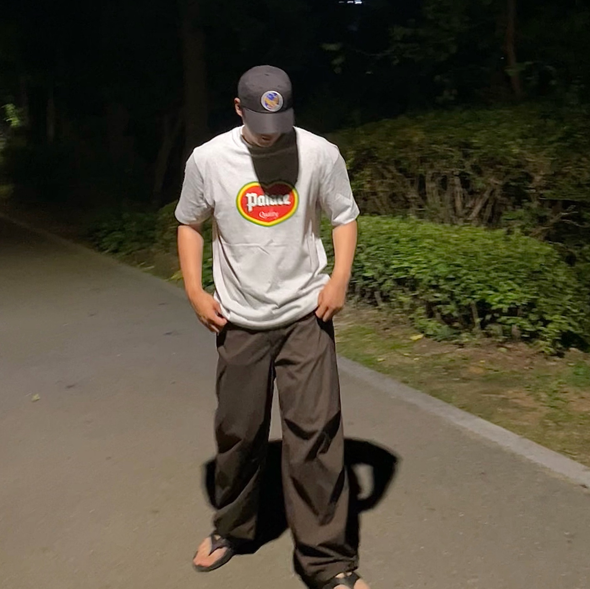 Palace Quality T-Shirt Grey Marl - 24SS 착용 스타일