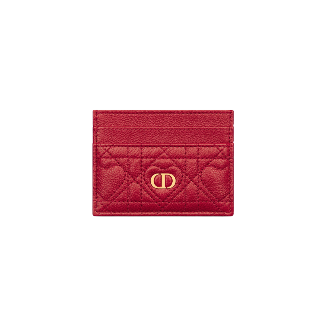 Dior Caro Five-Slot Card Holder Amaryllis Red Heart Motif 상세 이미지 1