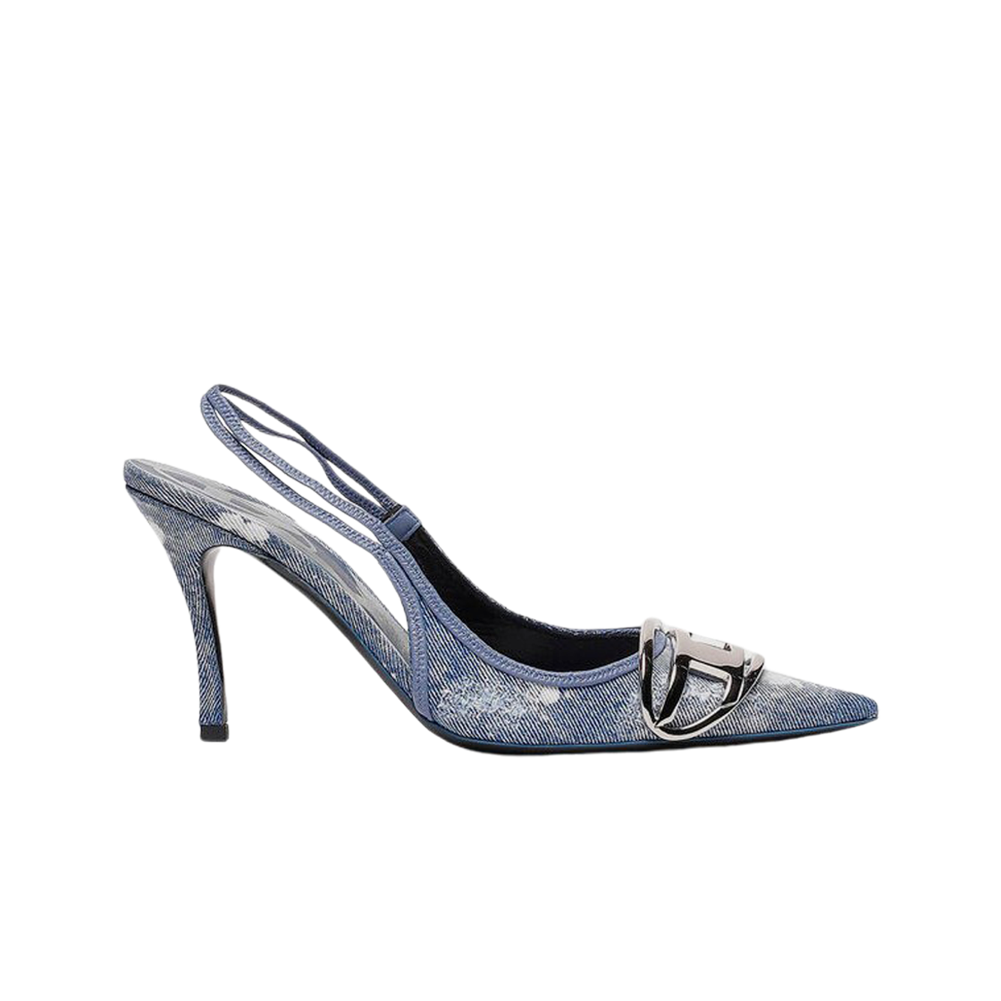 Y02985PS288-T6348 (W) Diesel D-Venus Slingback Pumps in Distressed Denim Blue