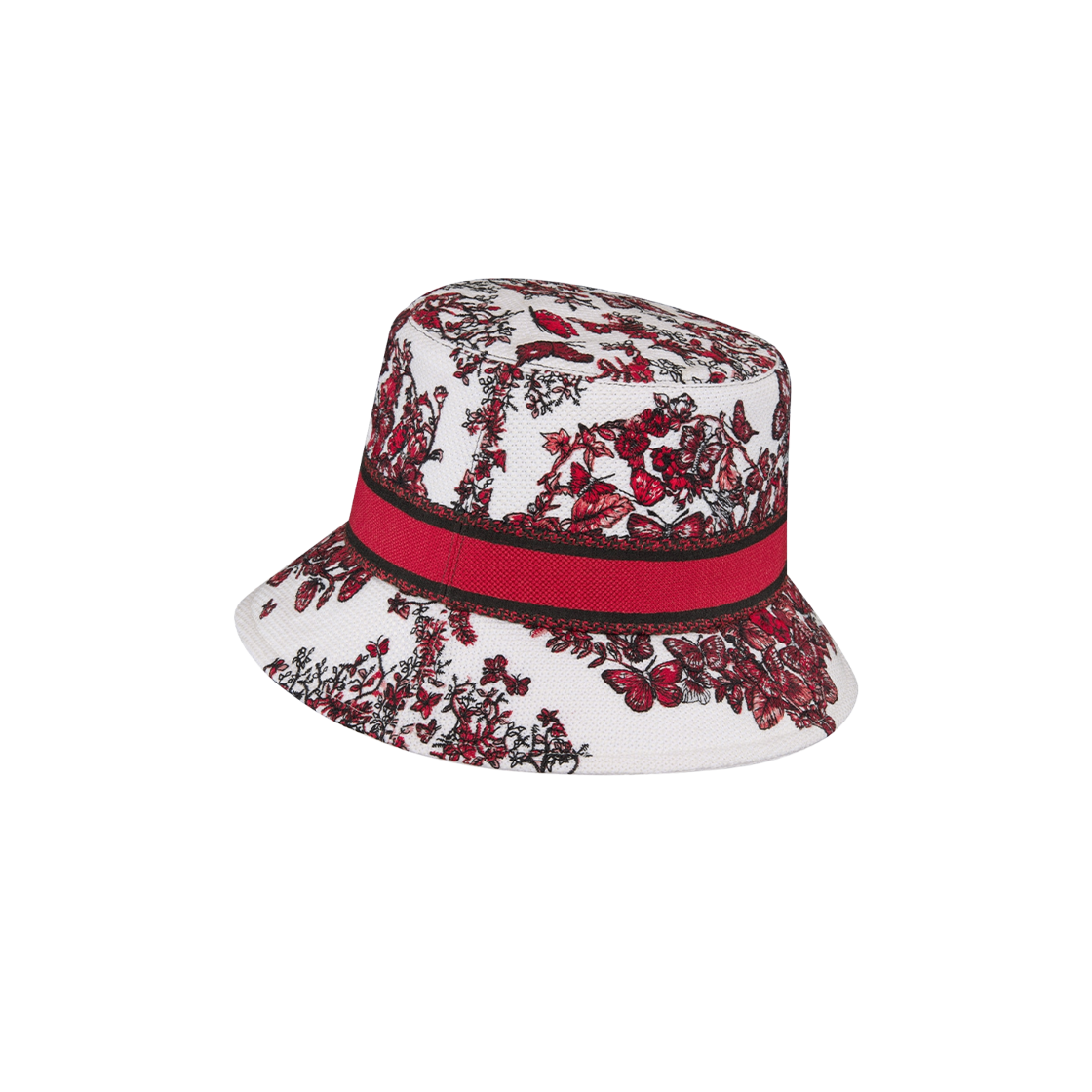 (W) Dior D-Bobby Le Cœur Des Papillons Small Brim Bucket Hat White Red 상세 이미지 3