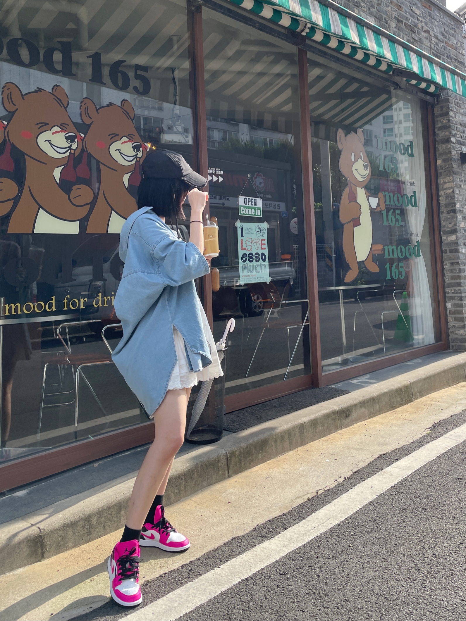 (GS) Jordan 1 Low Fierce Pink, STUDIOTABLE Crepe Mini Bag Black 착용 스타일 - 5