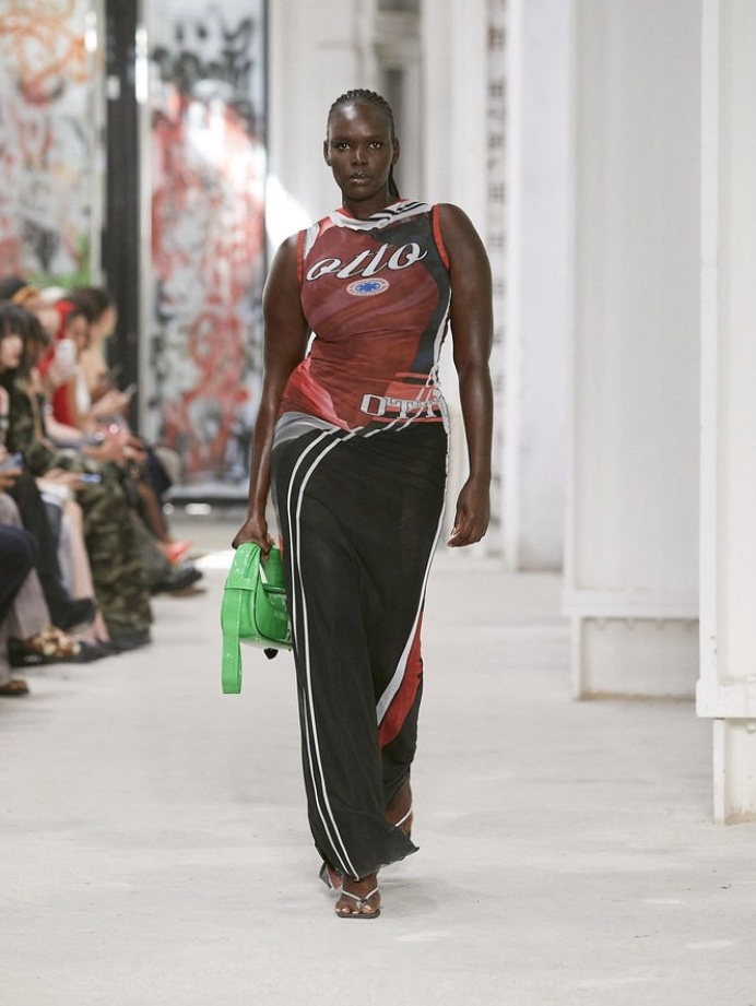 Ottolinger Women Mesh Maxi Skirt Soccer Print 착용 스타일 - 1