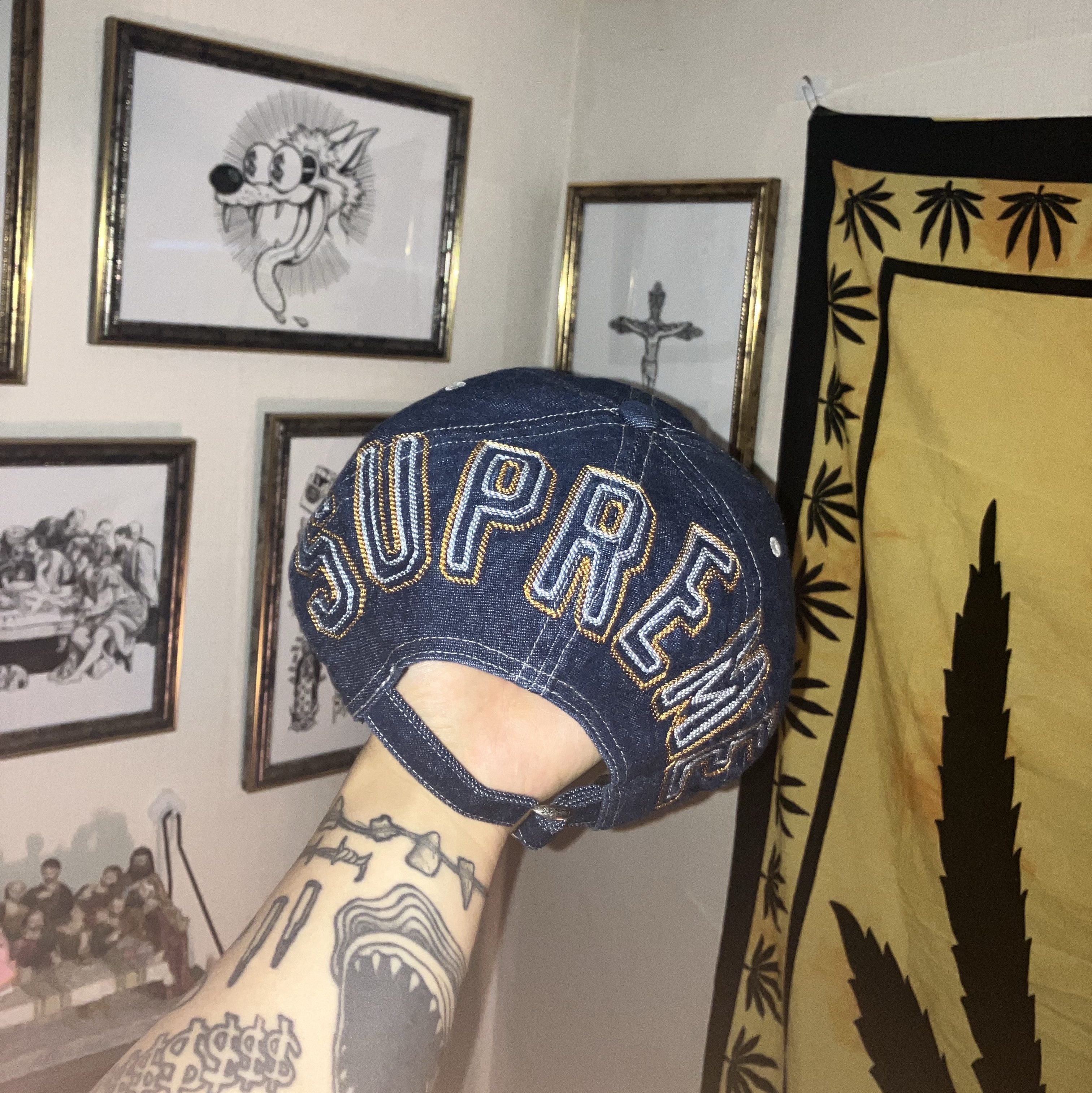 Supreme Back Arc 6-Panel Denim - 23FW 착용 스타일