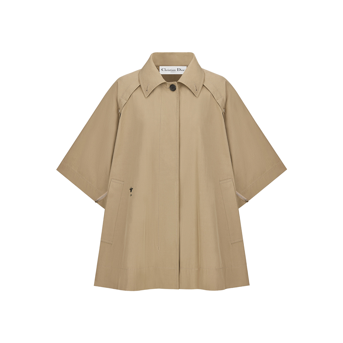 (W) Dior Cape-Effect Peacoat Beige Gabardine 상세 이미지 1