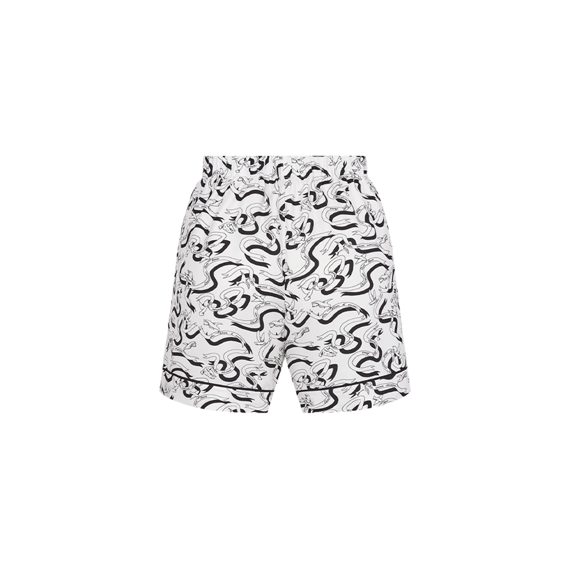 (W) Dior Shorts White Silk Twill White Black Colombe E Cartigli Motif 상세 이미지 2