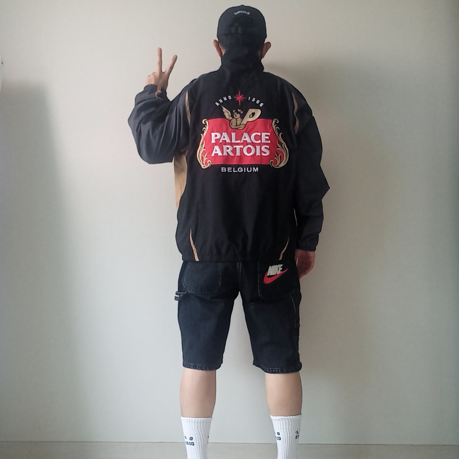 Palace x Stella Artois Light Court Jacket Black - 24SS, Supreme x Nike Denim Short Black - 24SS 착용 스타일 - 6