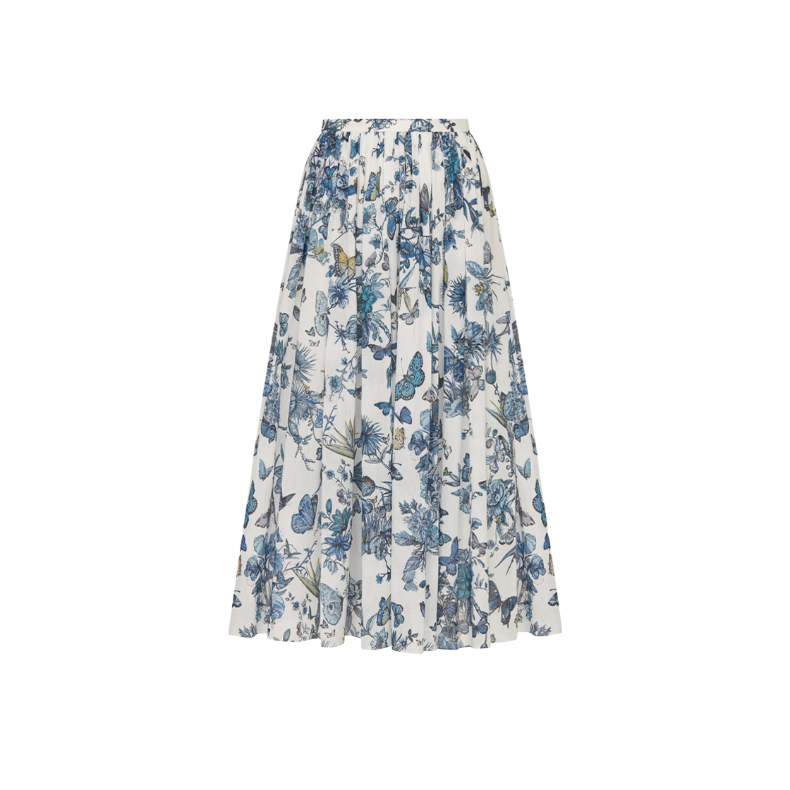 (W) Dior Flared Mid-Length Skirt White Pastel Midnight Blue Voile Toile Mexico Motif 상세 이미지 2