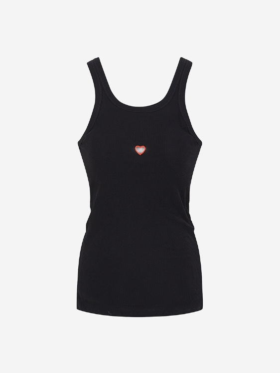 Baserange Women Heart Tank Undyed, Baserange Women Heart Tank Black 착용 스타일 - 4